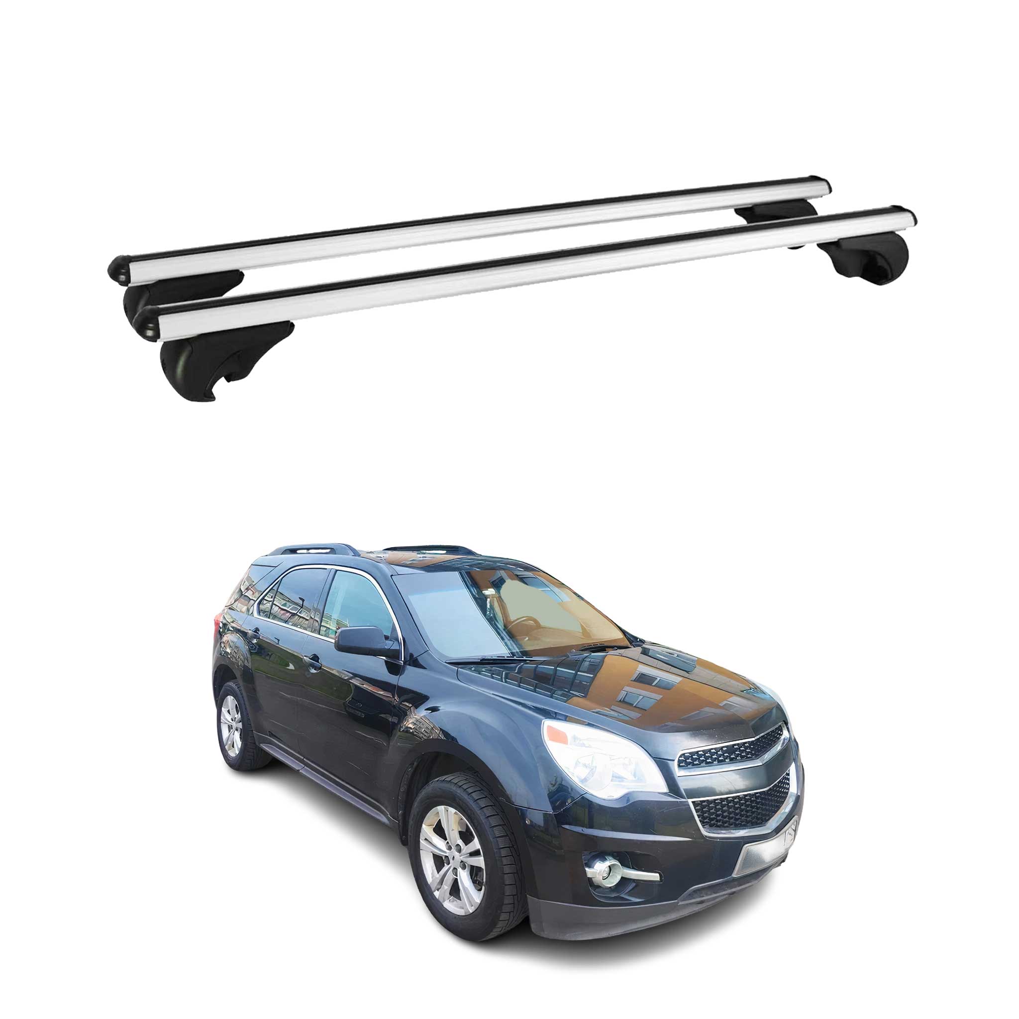 OMAC USA 2010-2017 Chevrolet Equinox Roof Rack Cross Bars Silver, raised roof rails