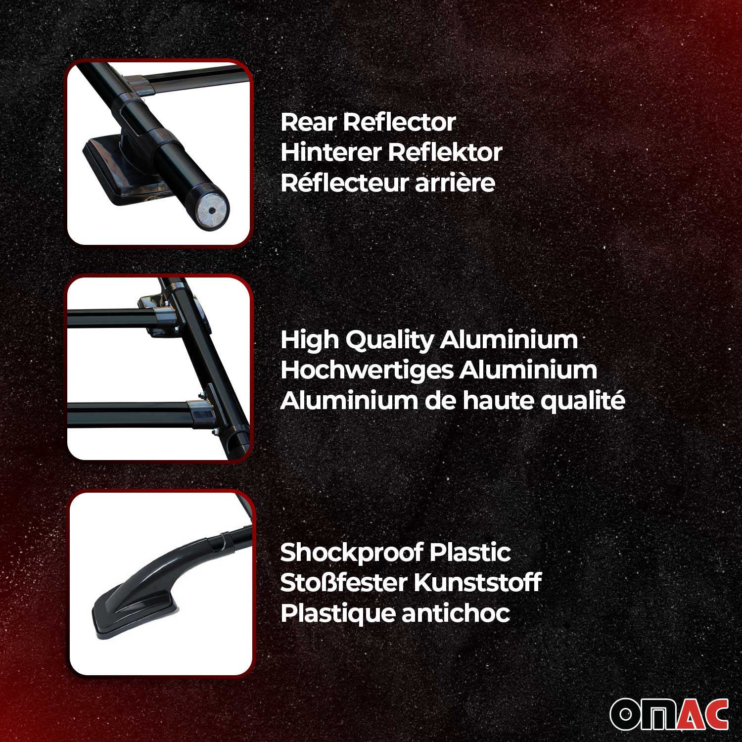 OMAC USA 2015-2022 GMC Canyon II Top Roof Rack & Side Rails Black Alu 4Pcs, angled view