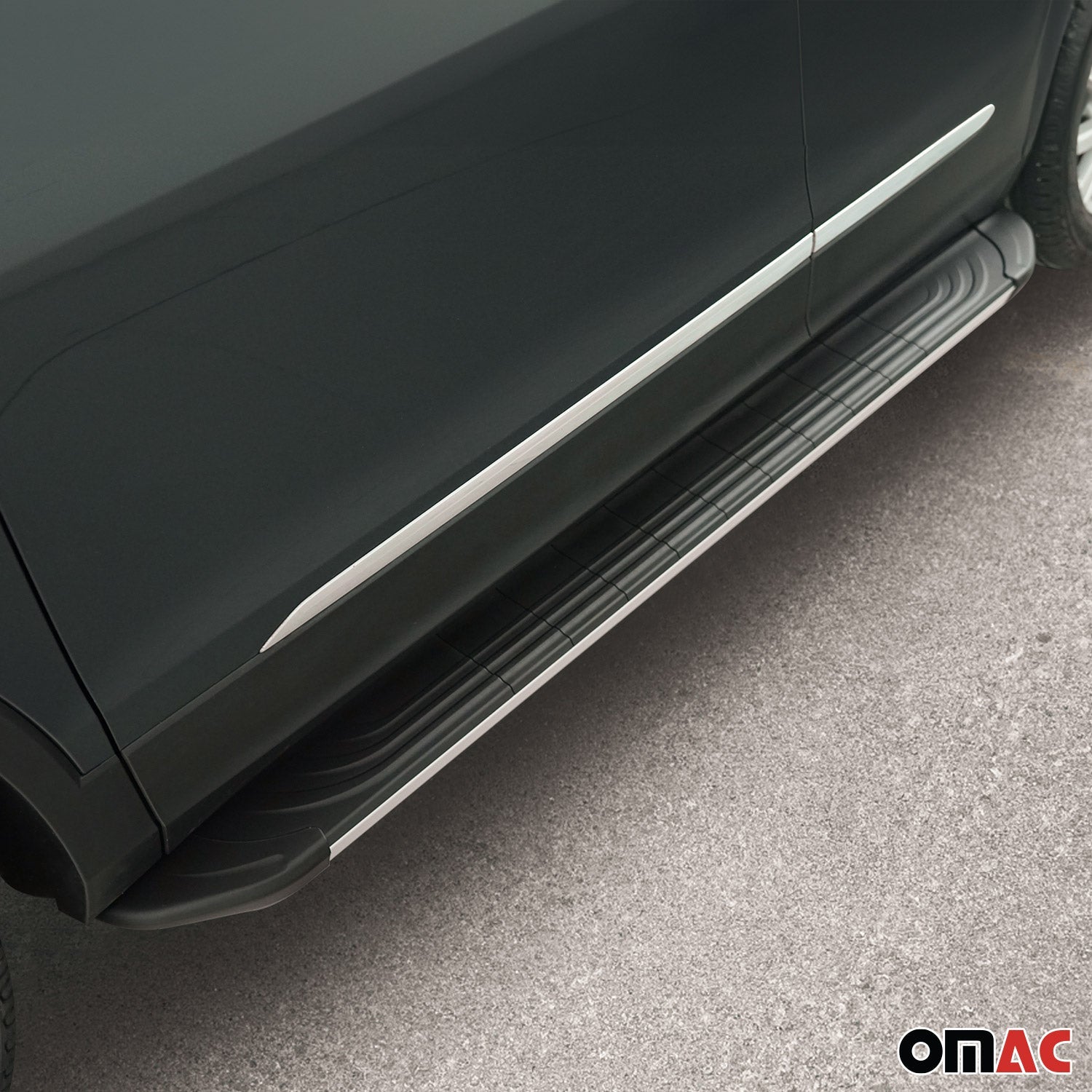 OMAC USA 2019-2026 Chevrolet Silverado / GMC Sierra 1500 Double Cab Crew Cab Side Step, running boards, angled view