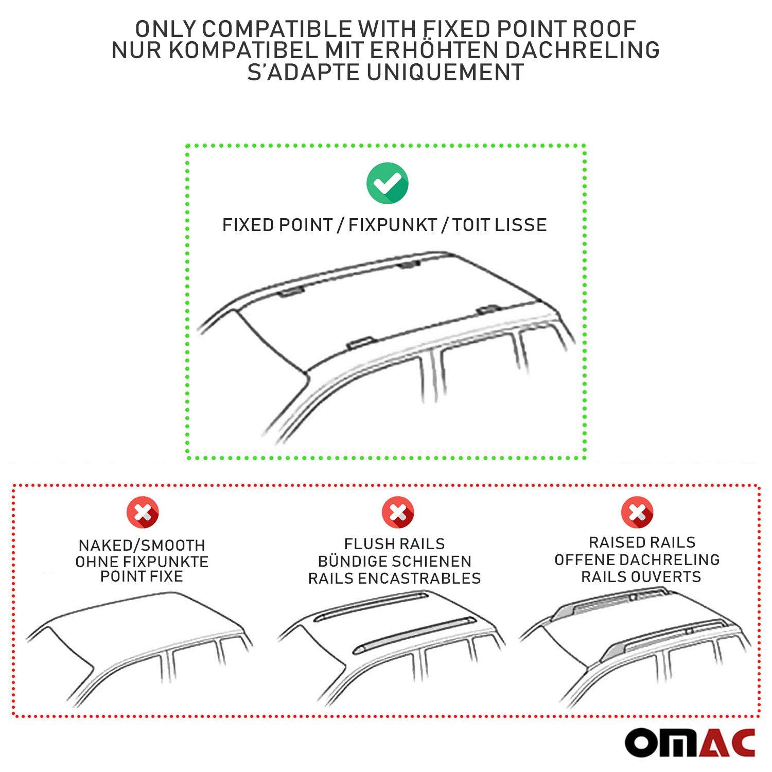 OMAC USA 2015-2018 Chevrolet City Express Roof Rack Cross Bars Black, fixpoints, side view