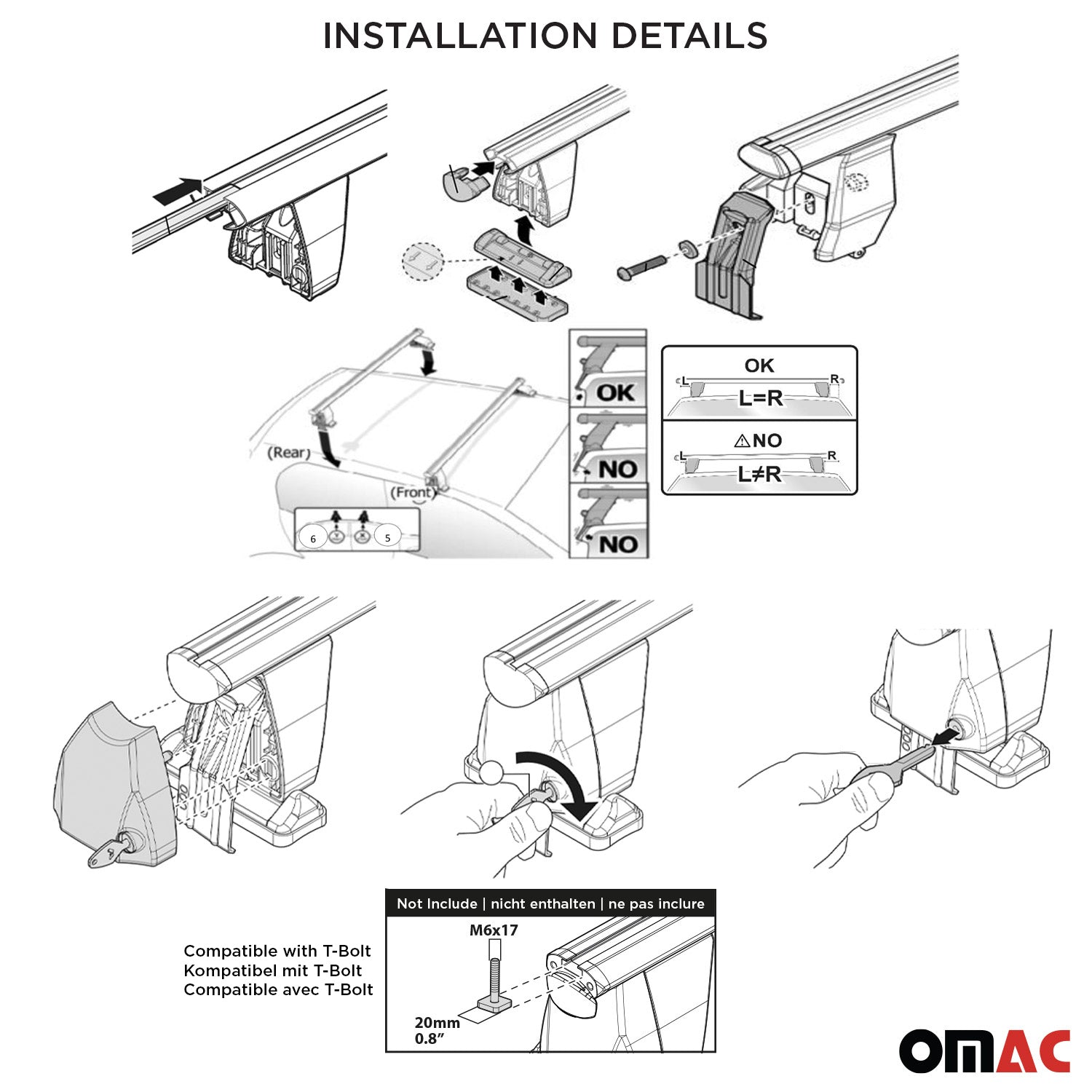 OMAC USA 2016-2022 Chevrolet Spark Roof Rack Cross Bars Silver, smooth/naked roof racks, further detail