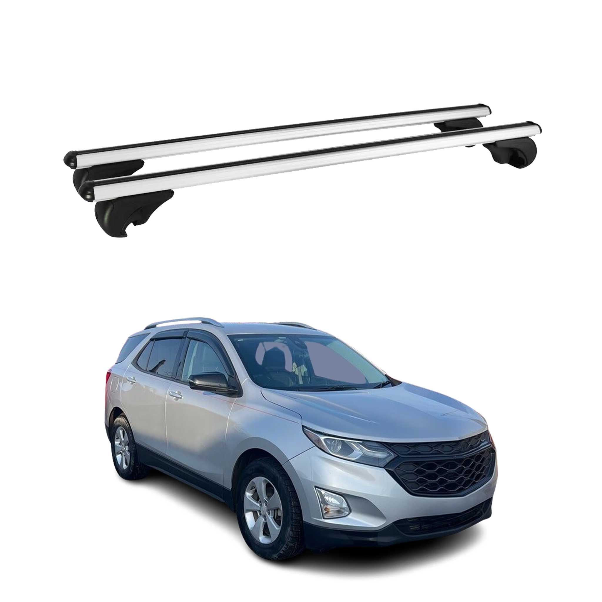 OMAC USA 2018-2024 Chevrolet Equinox Roof Rack Cross Bars Silver, raised roof rails