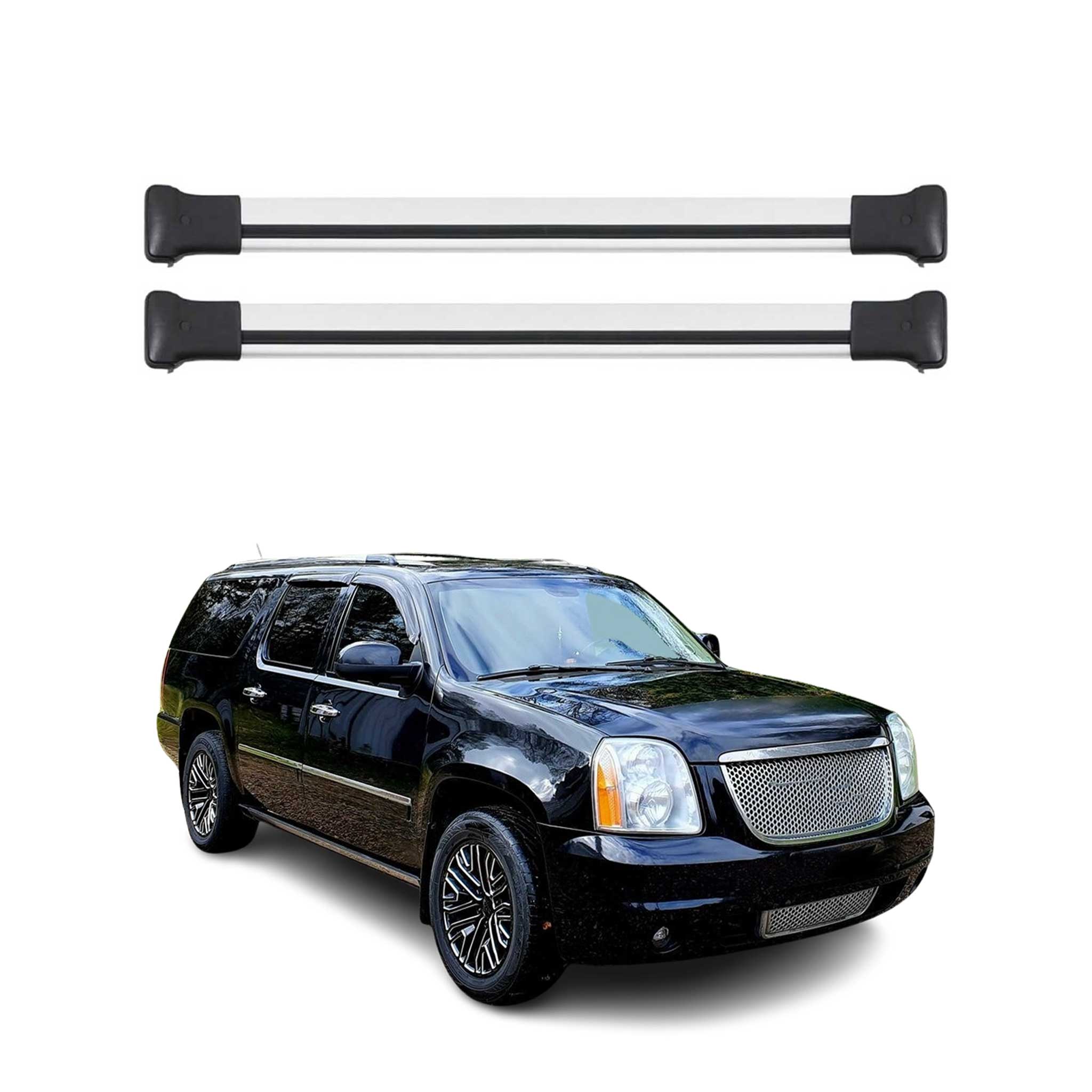 OMAC USA 2007-2014 GMC Yukon Roof Rack Cross Bars Silver, raised roof rails