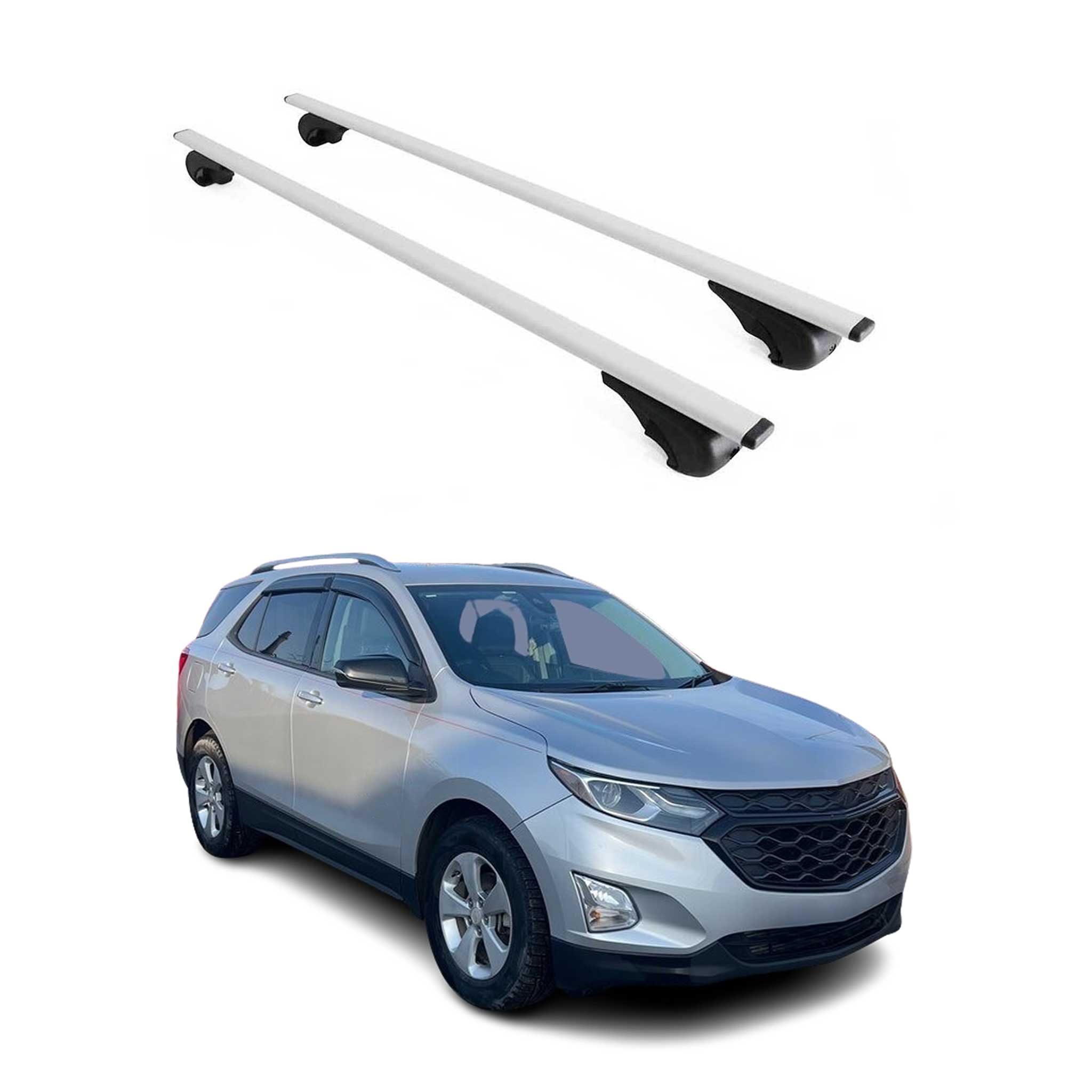 OMAC USA 2018-2024 Chevrolet Equinox Roof Rack Cross Bars Silver, raised roof rails