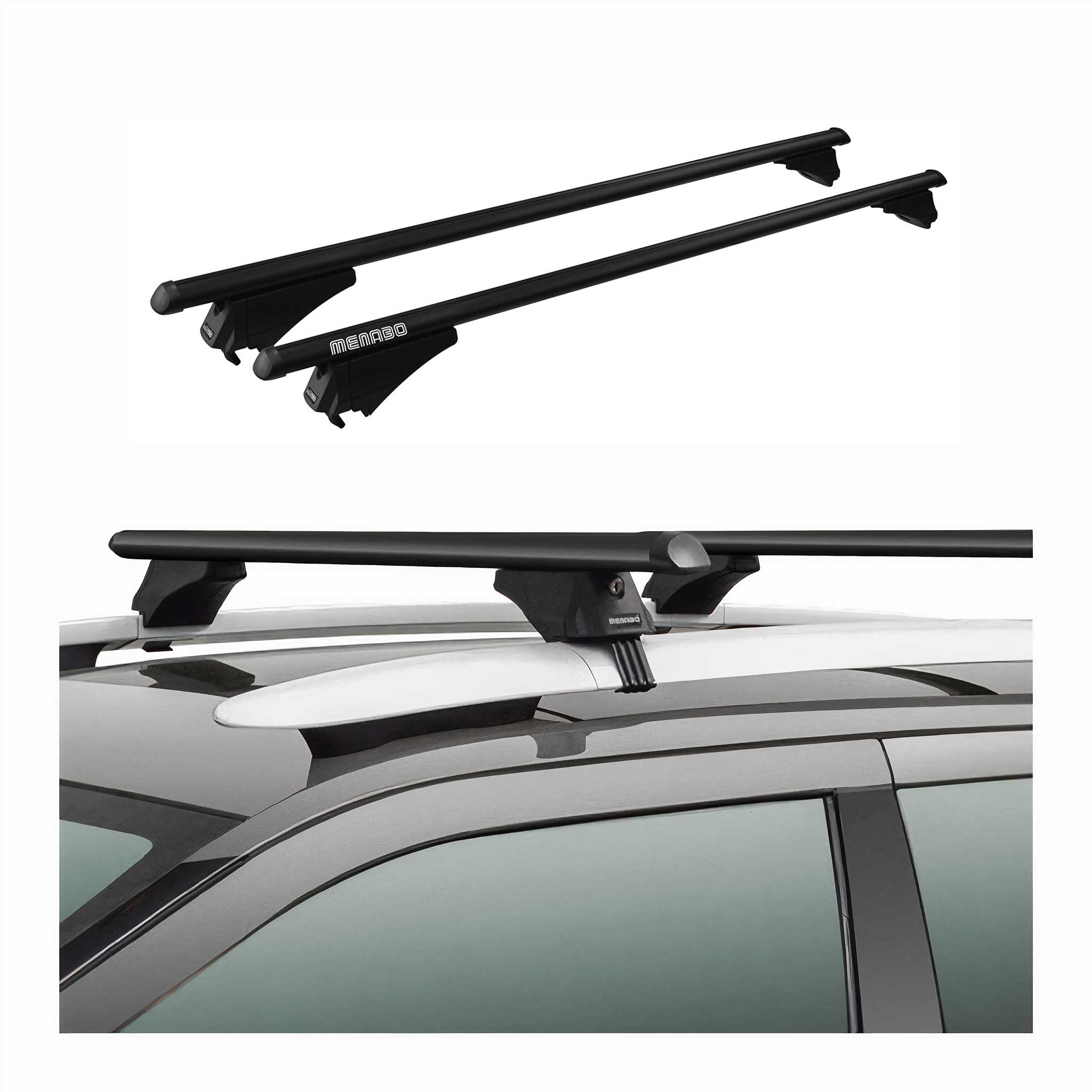 OMAC USA 2010-2016 Cadillac SRX Roof Rack Cross Bars Black, raised roof rails, alternate view