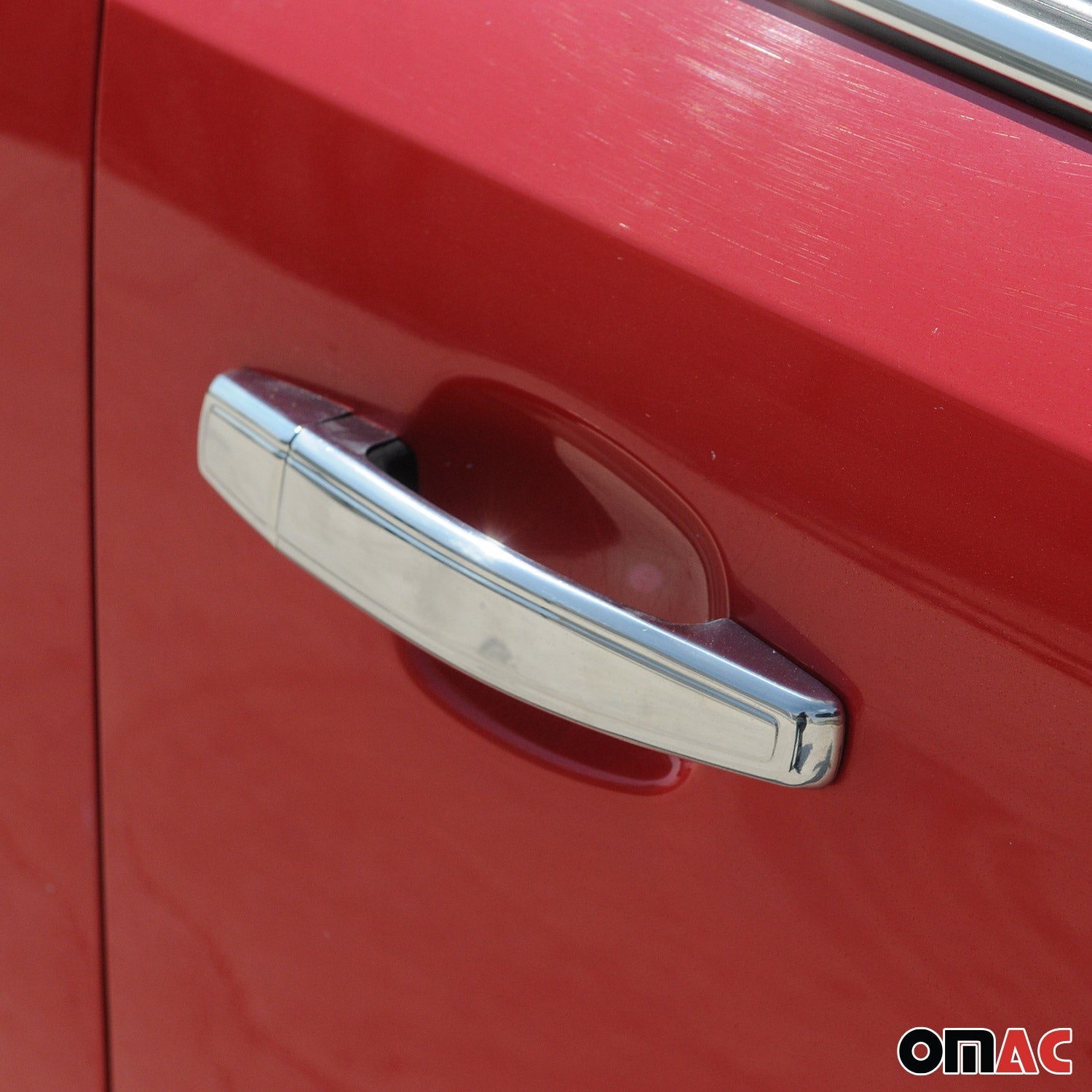 OMAC USA 2012-2020 Chevrolet Sonic Car Door Handle Cover Protector Stainless Steel 8 Pcs, close-up detail