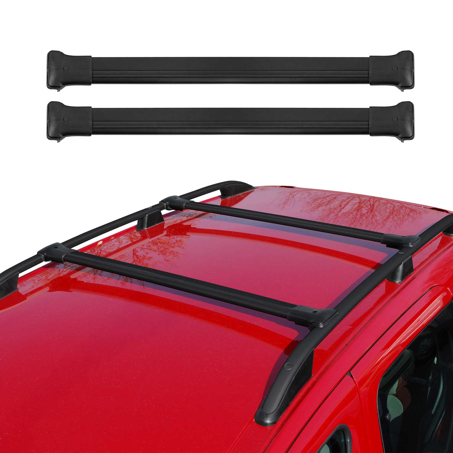OMAC USA 2007-2014 Chevrolet Tahoe Roof Rack Cross Bars Black, raised roof rails, alternate view
