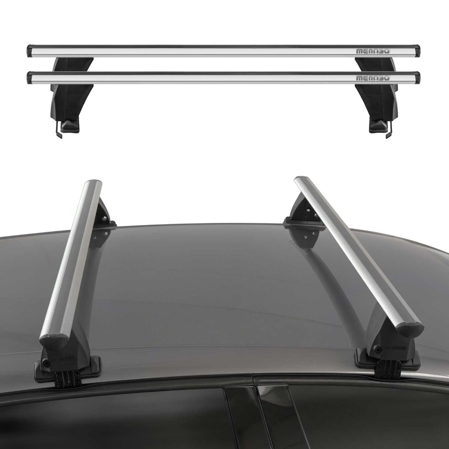 OMAC USA 2016-2022 Chevrolet Spark Roof Rack Cross Bars Silver, smooth/naked roof racks, alternate view