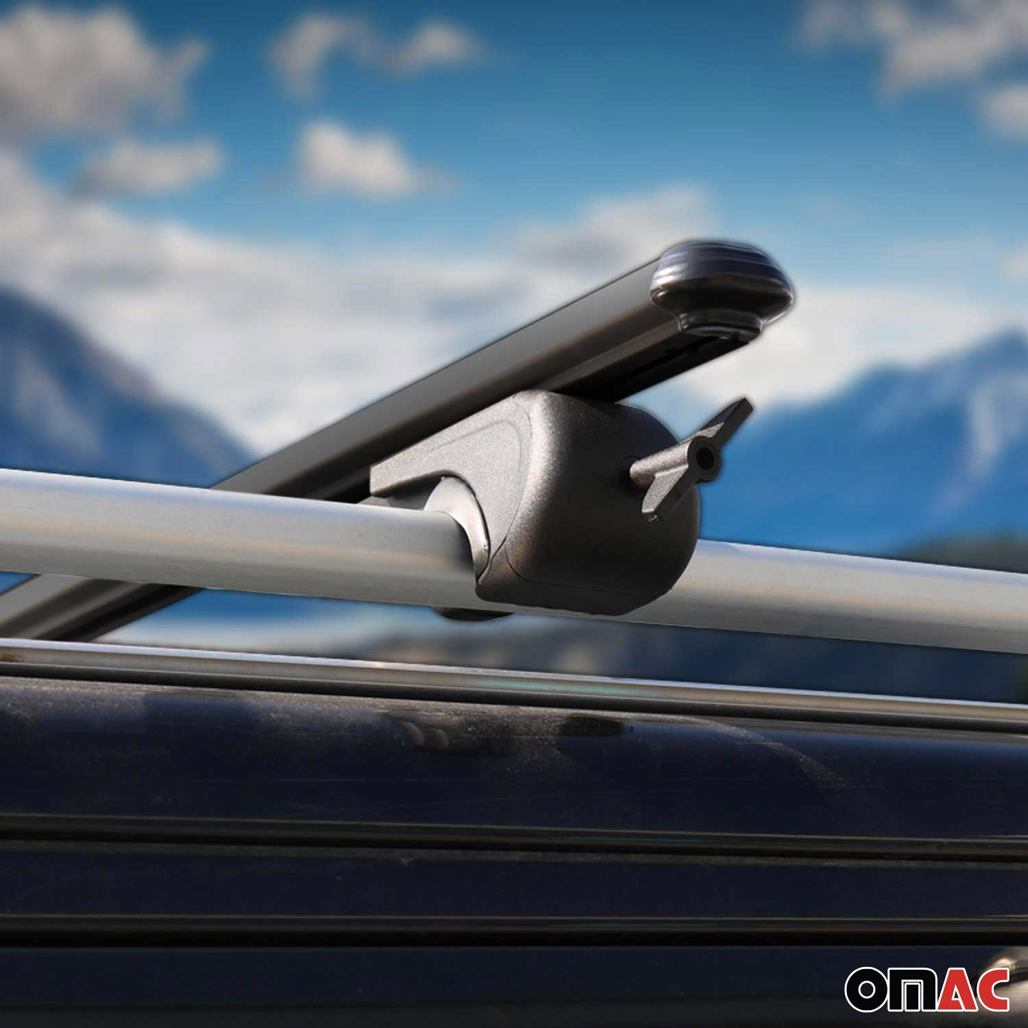 OMAC USA 2000-2014 GMC Yukon XL 1500 Roof Rack Cross Bars Black, raised roof rails, top view