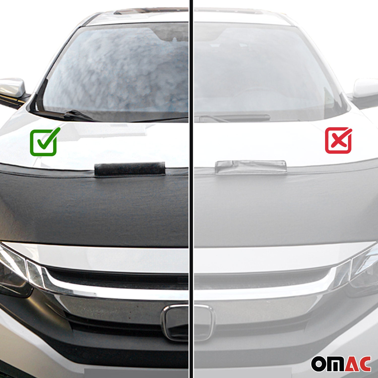 OMAC USA 2015-2020 Chevrolet Tahoe Car Bonnet Mask Hood Bra Black 1 Pc, top view