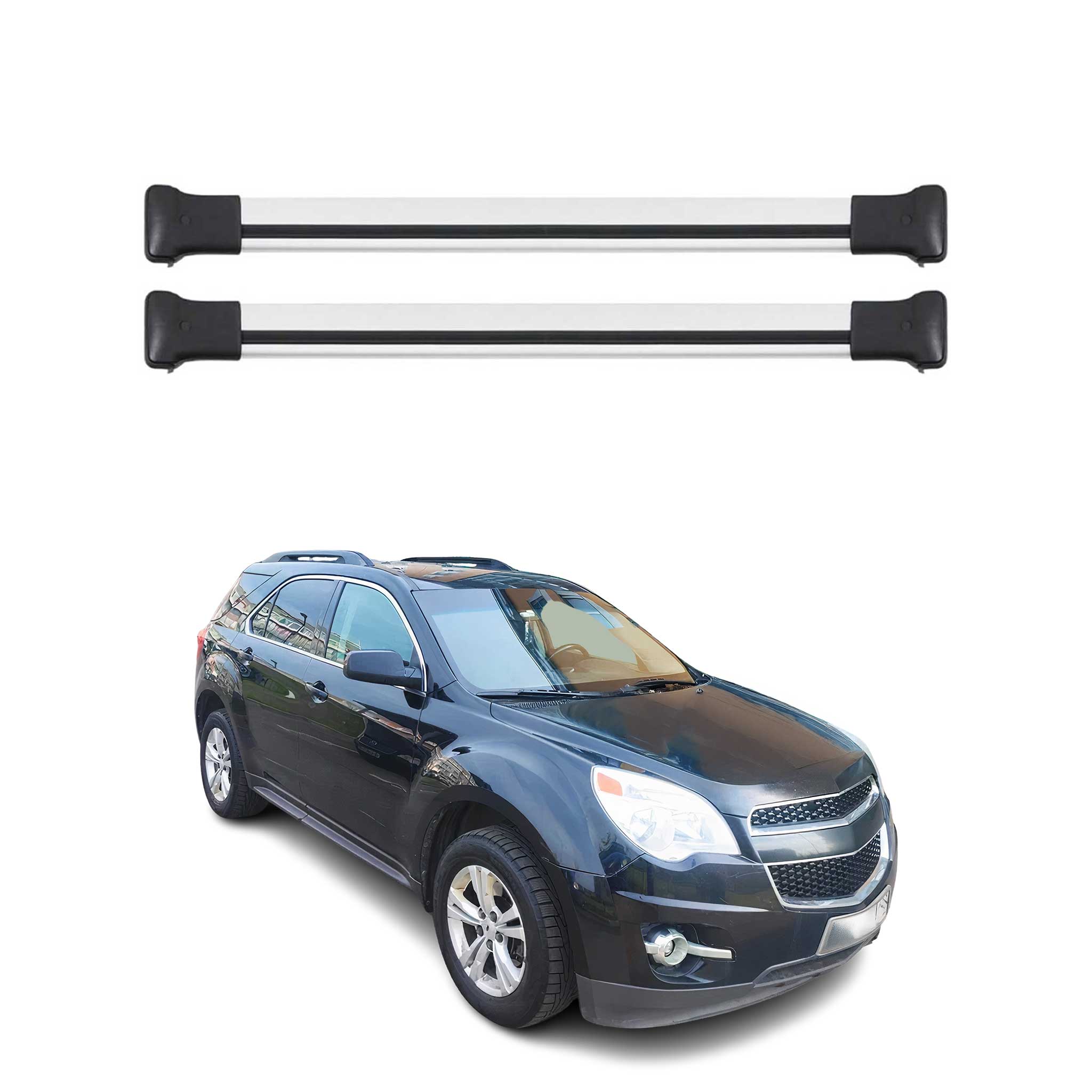 OMAC USA 2010-2017 Chevrolet Equinox Roof Rack Cross Bars Silver, raised roof rails