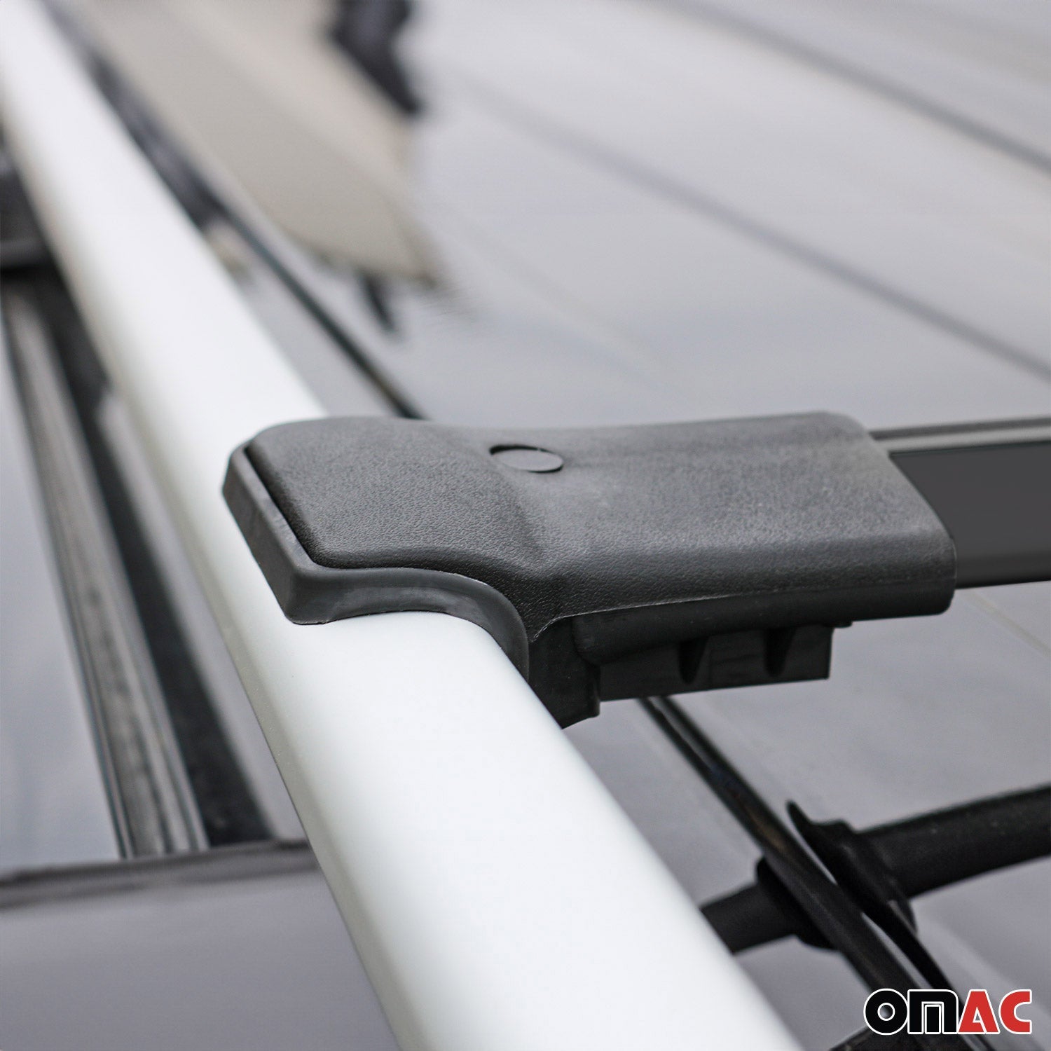 OMAC USA 2007-2014 GMC Yukon Roof Rack Cross Bars Black, raised roof rails, reverse view