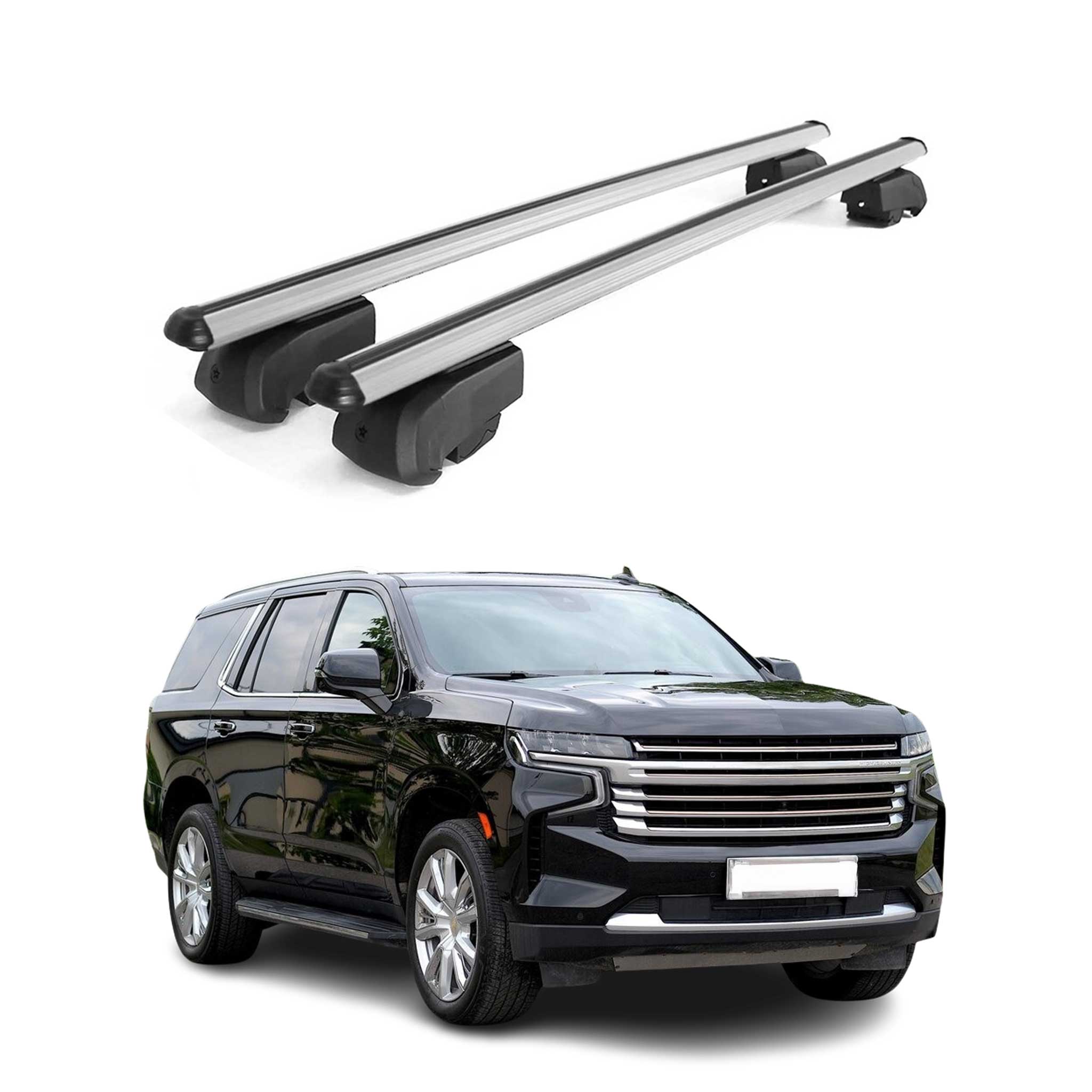 OMAC USA 2021-2026 Chevrolet Tahoe Roof Rack Cross Bars Silver, flush-mounted roof rails