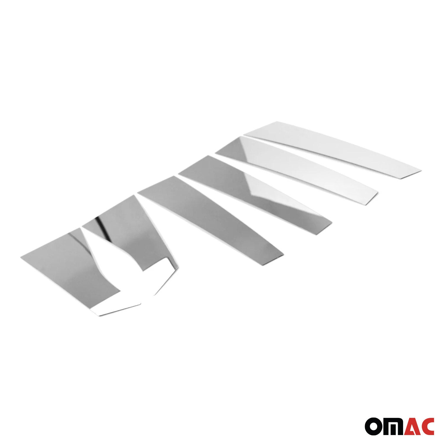 OMAC USA 2006-2013 Chevrolet Impala Window B Pillar Posts Door Trim Stainless Steel Silver 6x, top view