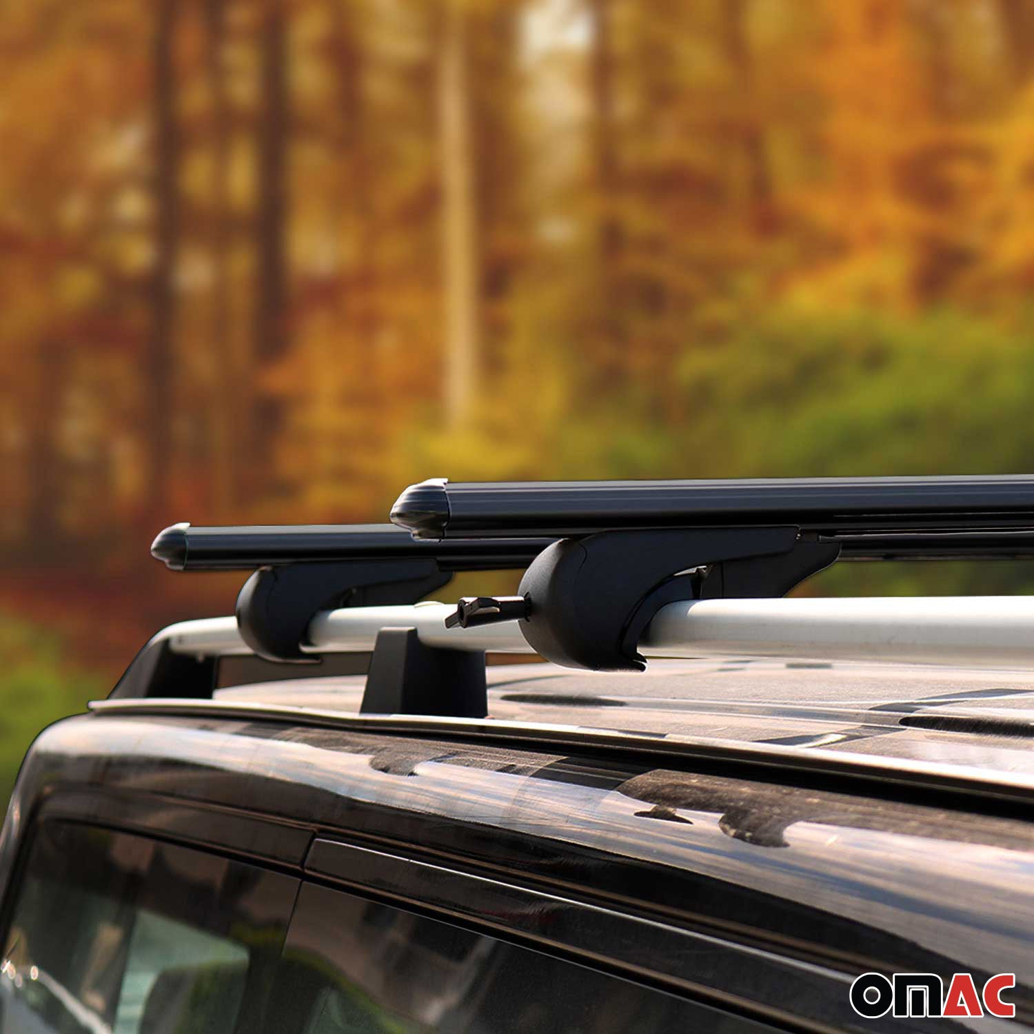 OMAC USA 2000-2014 GMC Yukon XL 1500 Roof Rack Cross Bars Black, raised roof rails, fitment detail