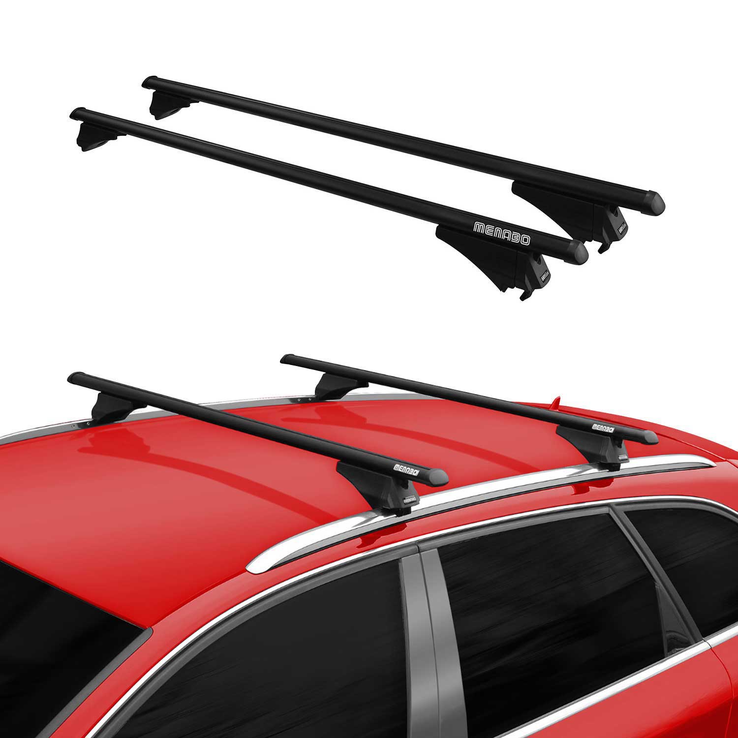 OMAC USA 2024-2026 Chevrolet Trax Roof Rack Cross Bars Luggage Carrier Black 2Pcs, flush-mounted roof rails, alternate view
