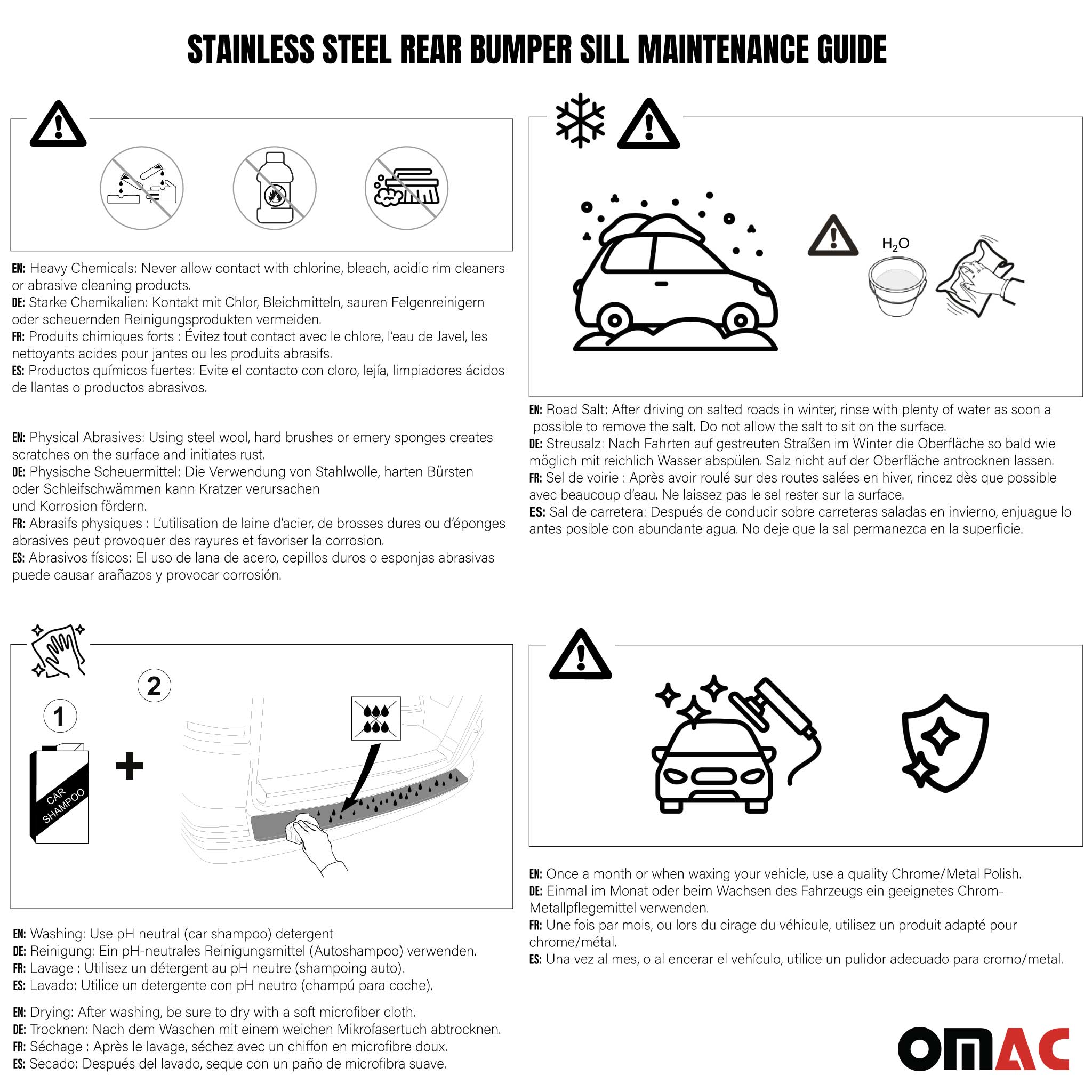OMAC USA 2013-2022 Buick Encore Rear Bumper Guard Stainless Steel Glossy, rear bumper sill cover, product detail
