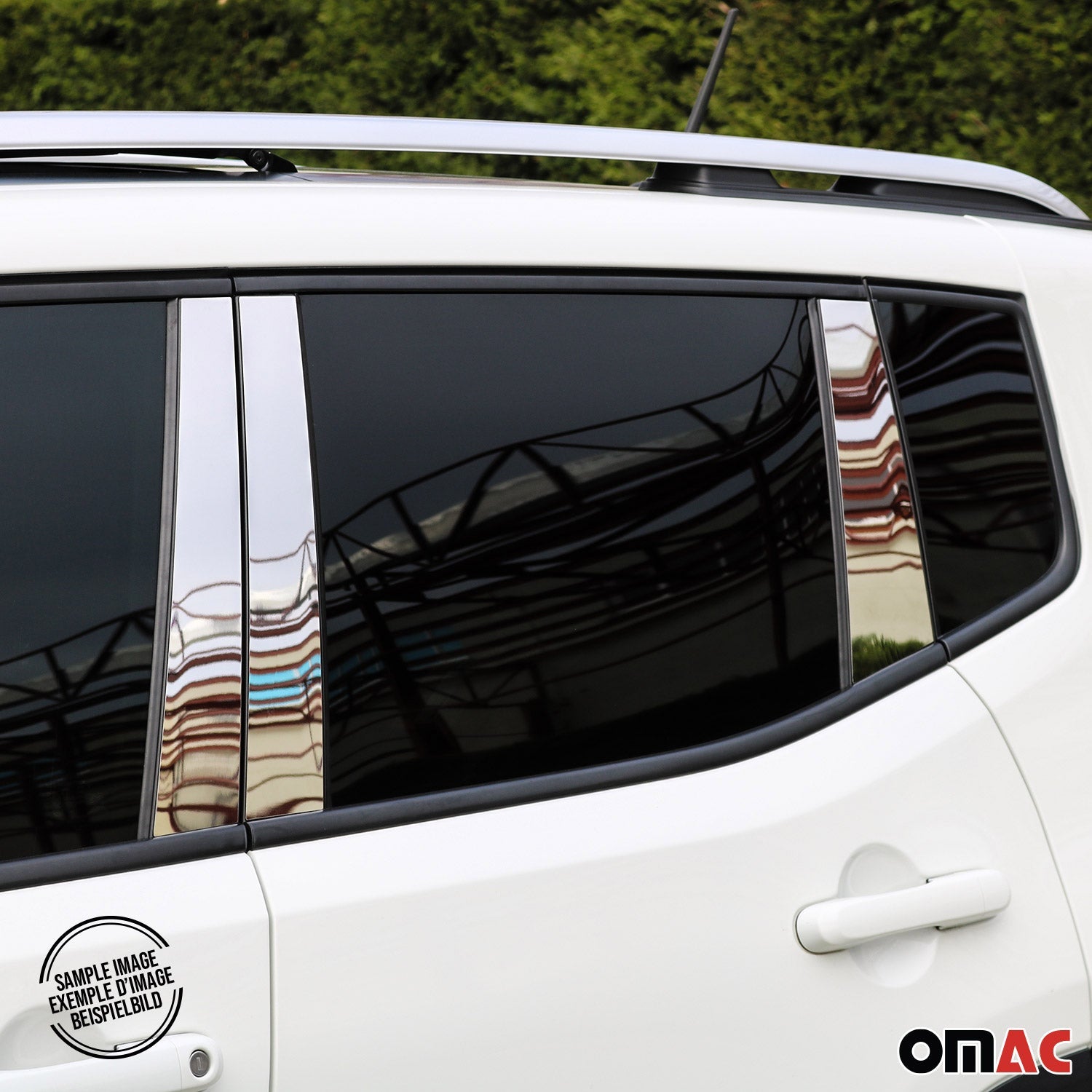 OMAC USA 2006-2013 Chevrolet Impala Window B Pillar Posts Door Trim Stainless Steel Silver 6x, close-up detail