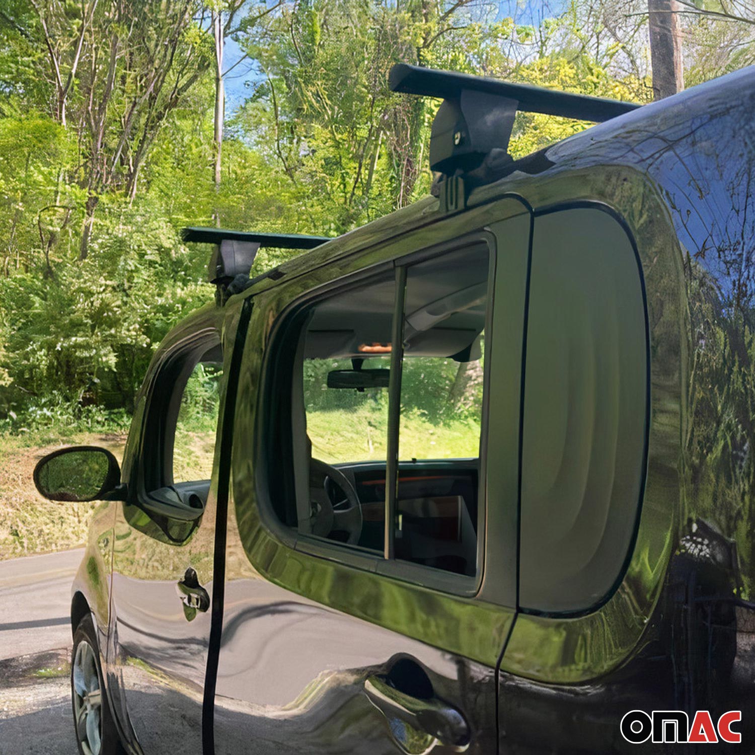 OMAC USA 2016-2022 Chevrolet Spark Roof Rack Cross Bars Black, smooth/naked roof racks, product detail