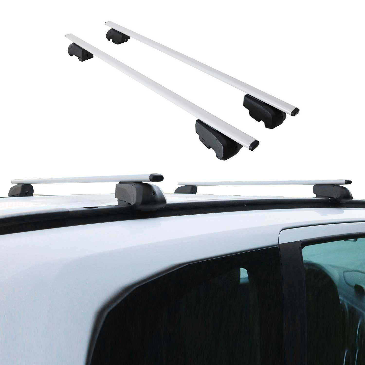 OMAC USA 2018-2020 Buick Regal TourX Roof Rack Cross Bars Silver, flush-mounted roof rails, alternate view