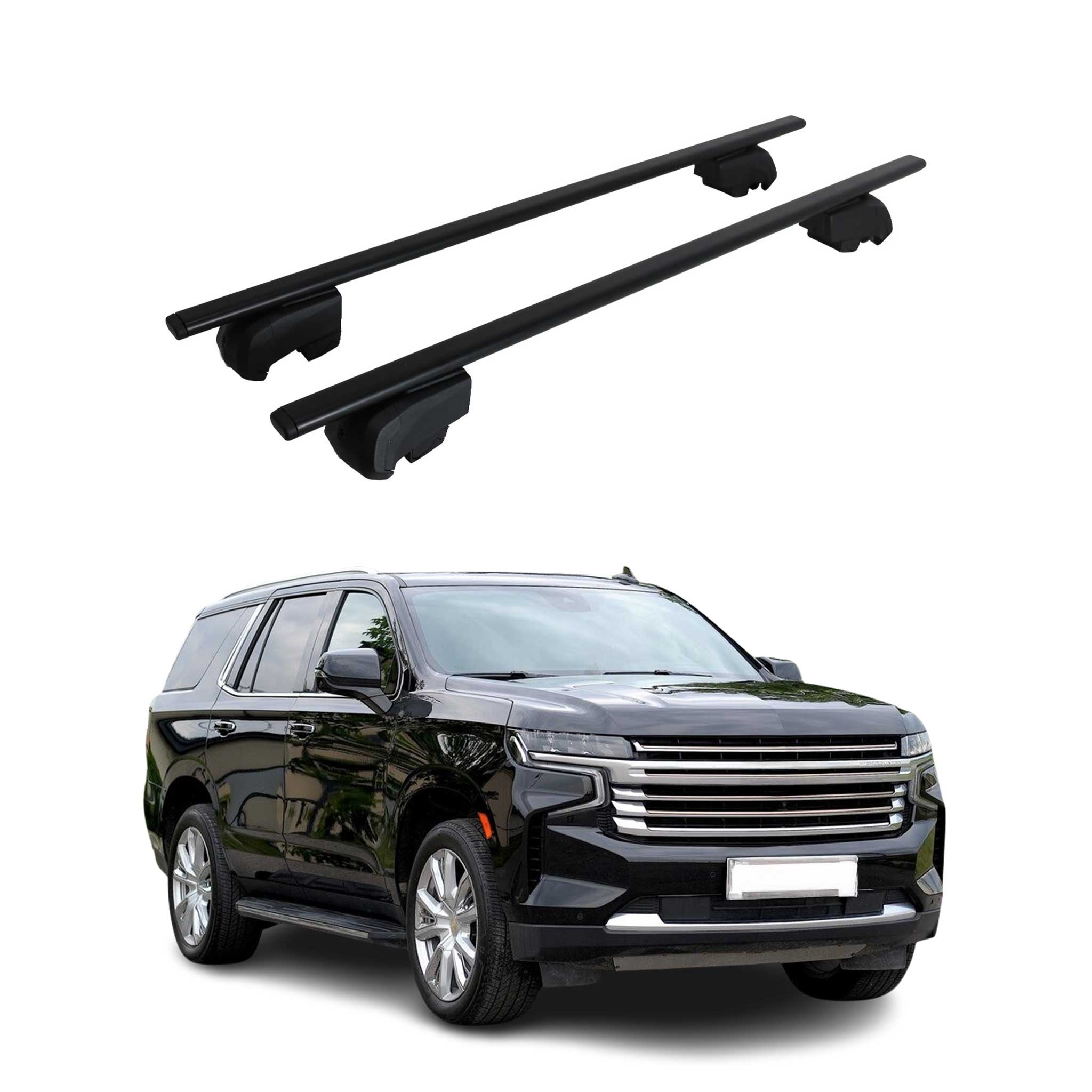 OMAC USA 2021-2026 Chevrolet Tahoe Roof Rack Cross Bars Black, flush-mounted roof rails