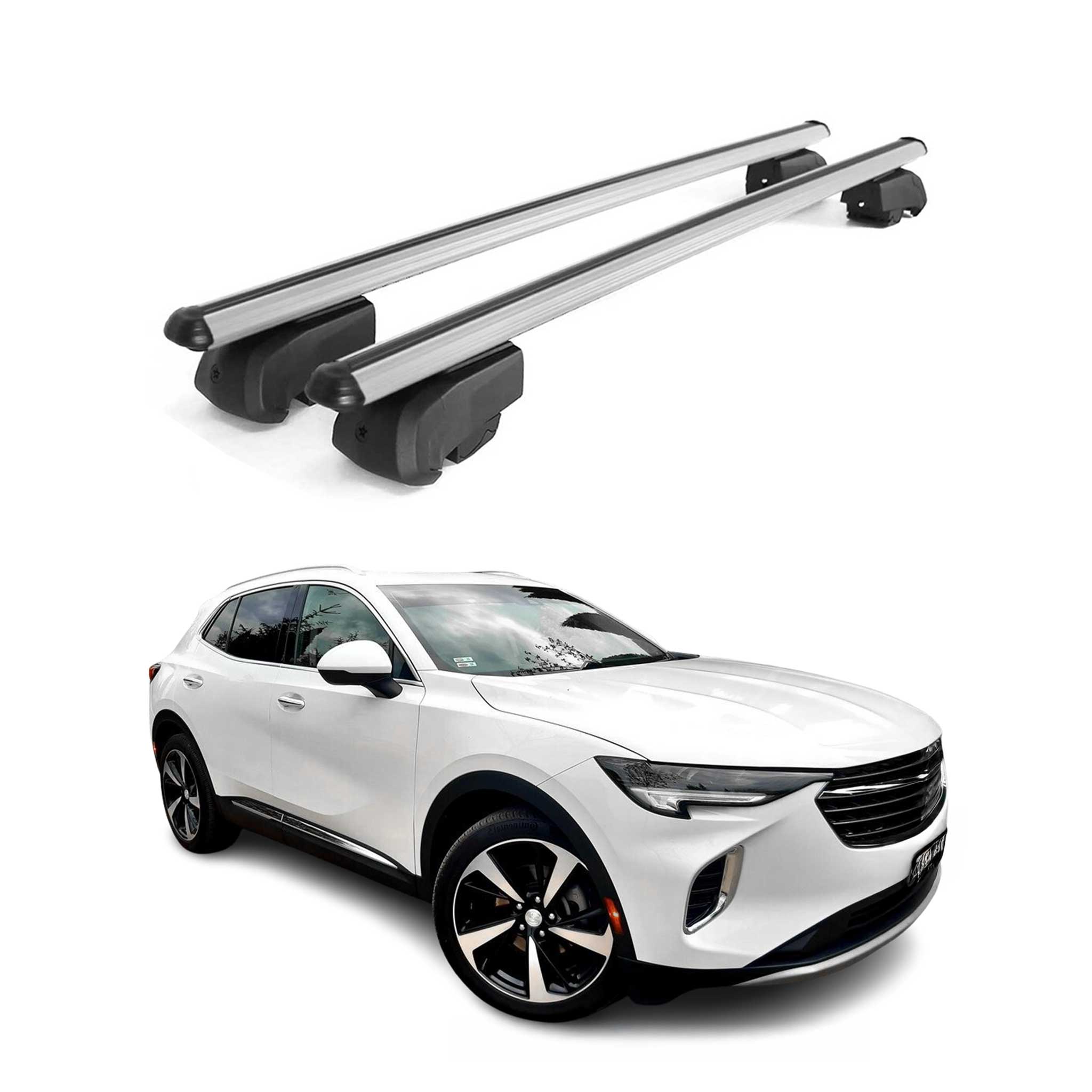OMAC USA 2021-2024 Buick Envision Roof Rack Cross Bars Silver, flush-mounted roof rails