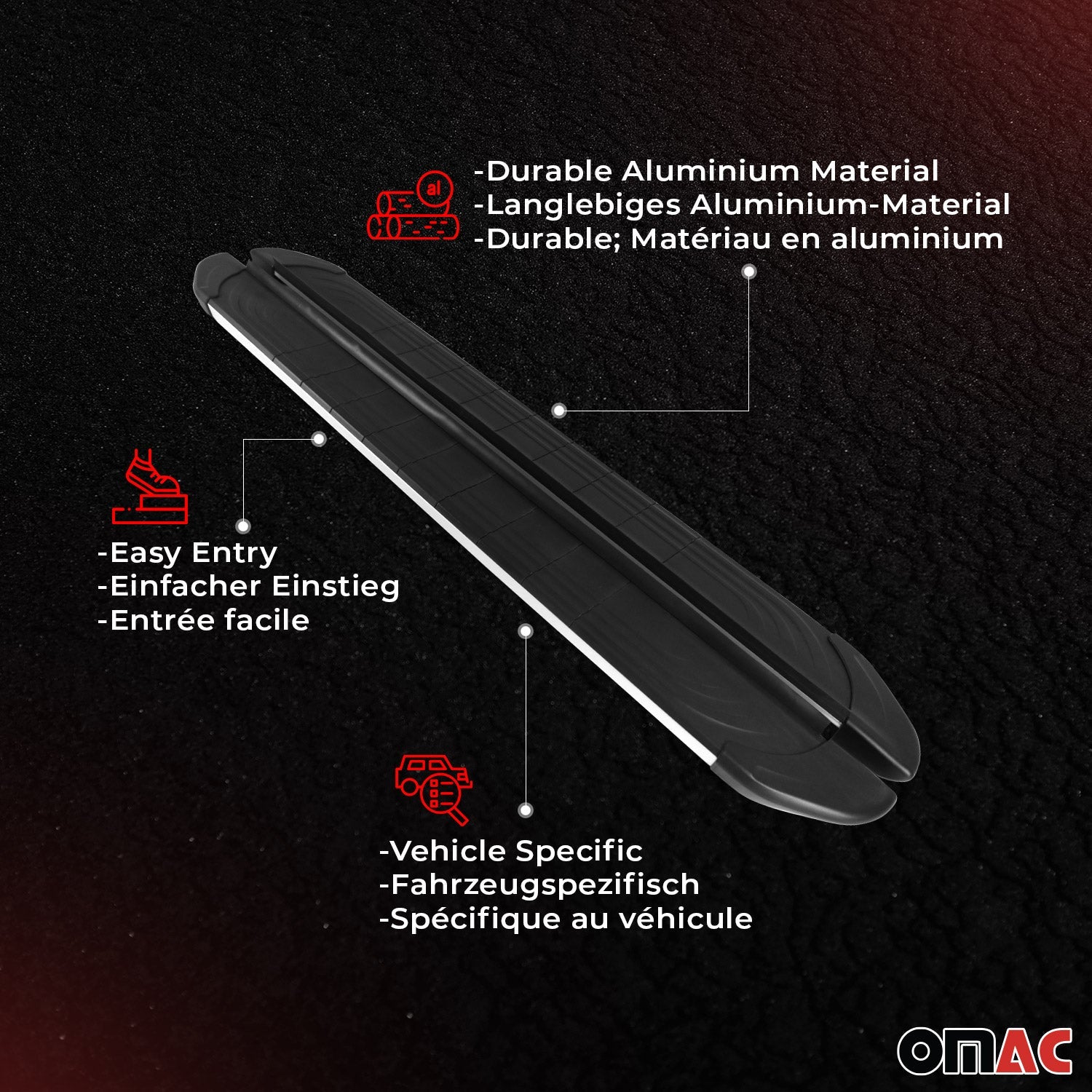 OMAC USA 2019-2026 Chevrolet Silverado / GMC Sierra 1500 Double Cab Crew Cab Side Step, running boards, side view