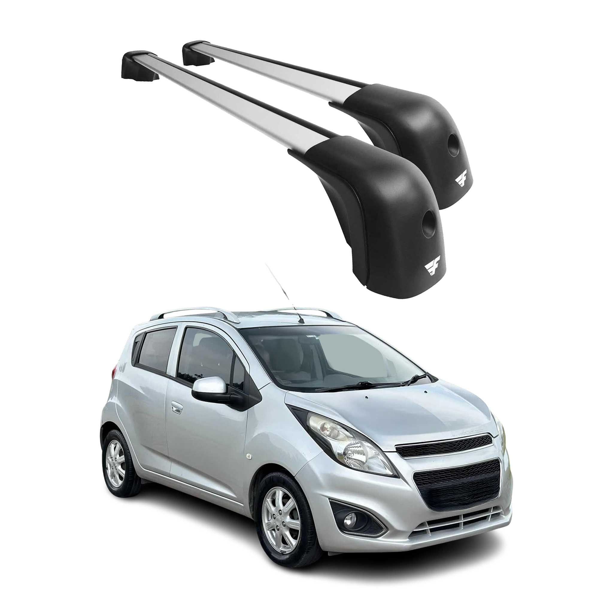 OMAC USA 2013-2015 Chevrolet Spark Roof Racks Cross Bars Silver, raised roof rails