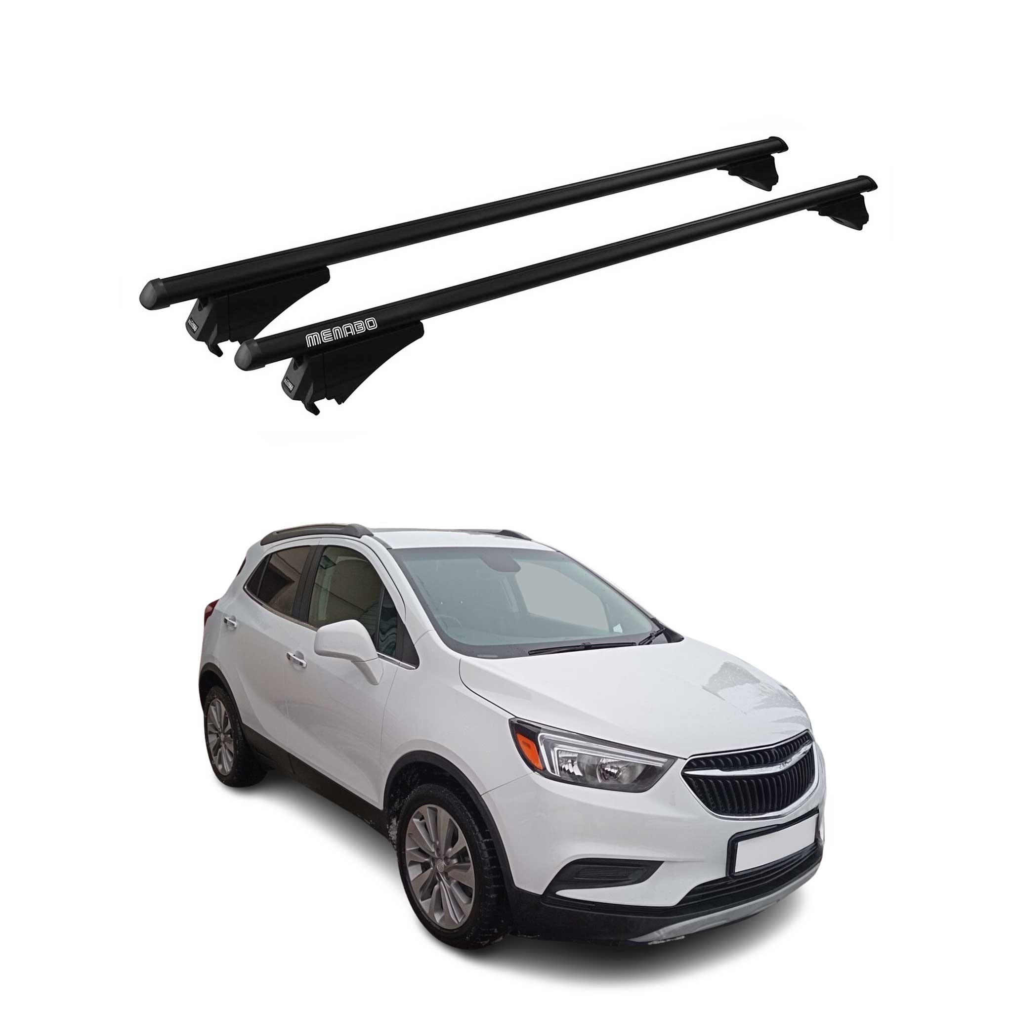 OMAC USA Top Roof Racks Cross Bars for Buick Encore 2013-2022 Black Aluminium 2Pcs, flush-mounted roof rails