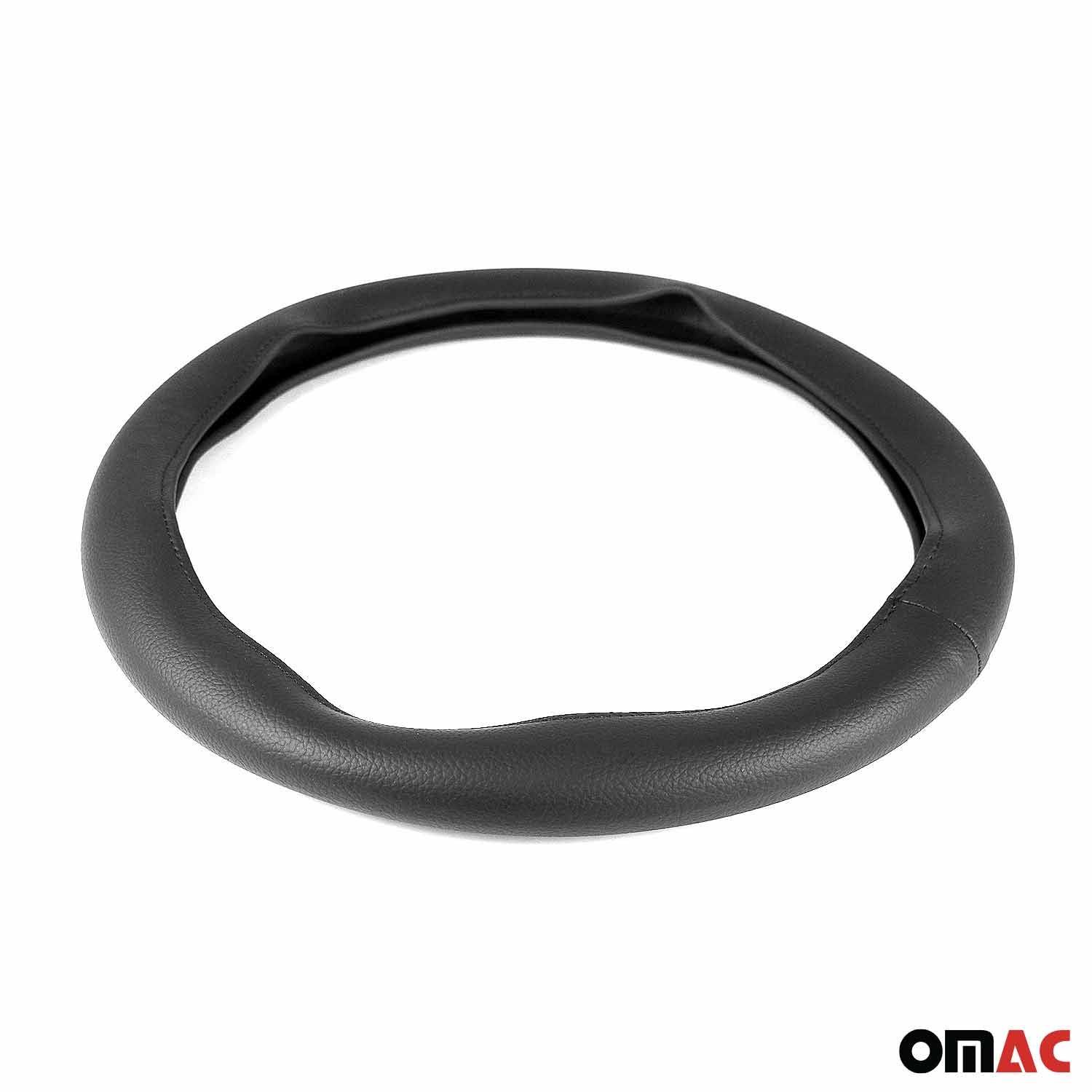 OMAC USA 14.5-15.5’’ Steering Wheel Cover Black Leather Anti-slip Breathable, top view