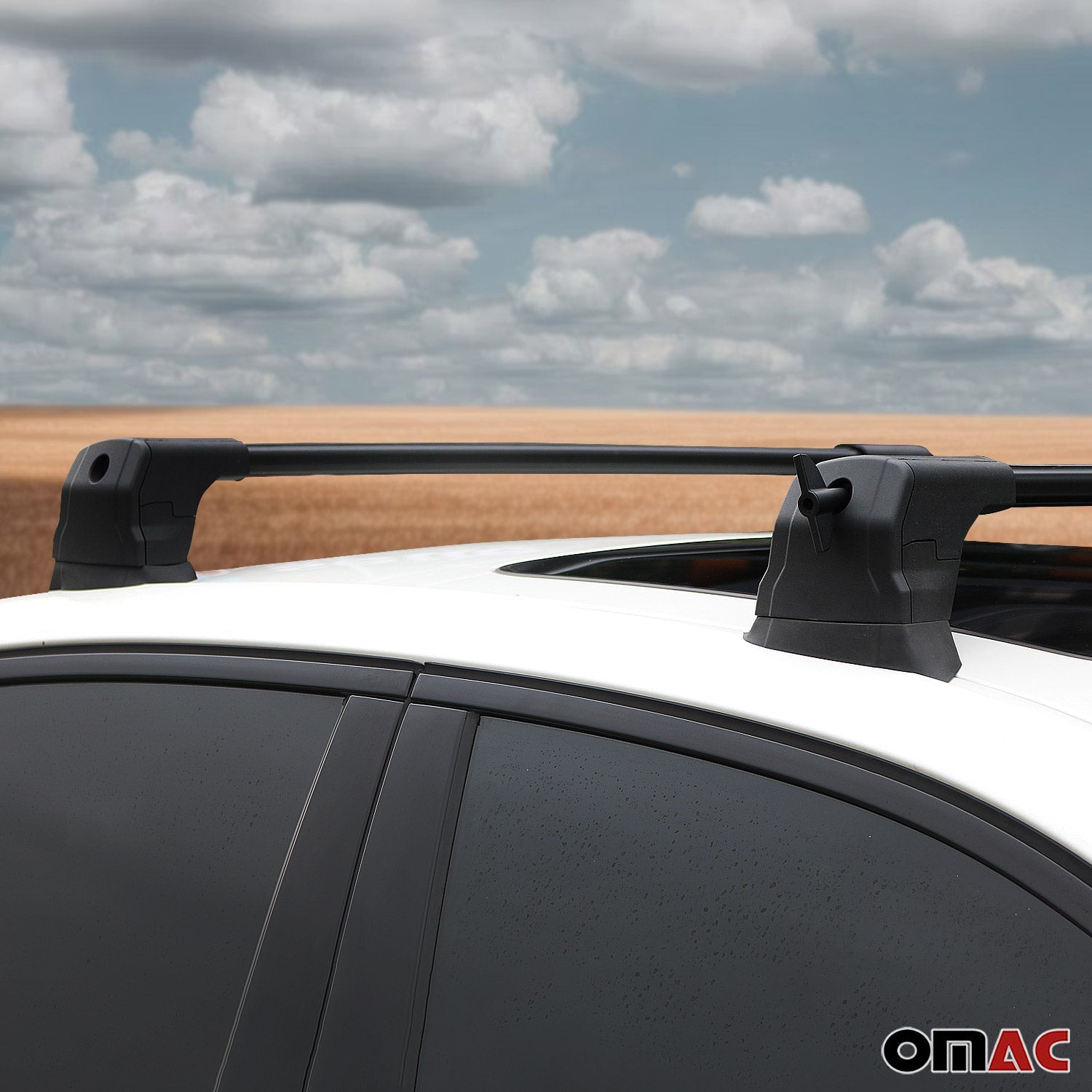OMAC USA 2015-2018 Chevrolet City Express Roof Rack Cross Bars Black, fixpoints, top view