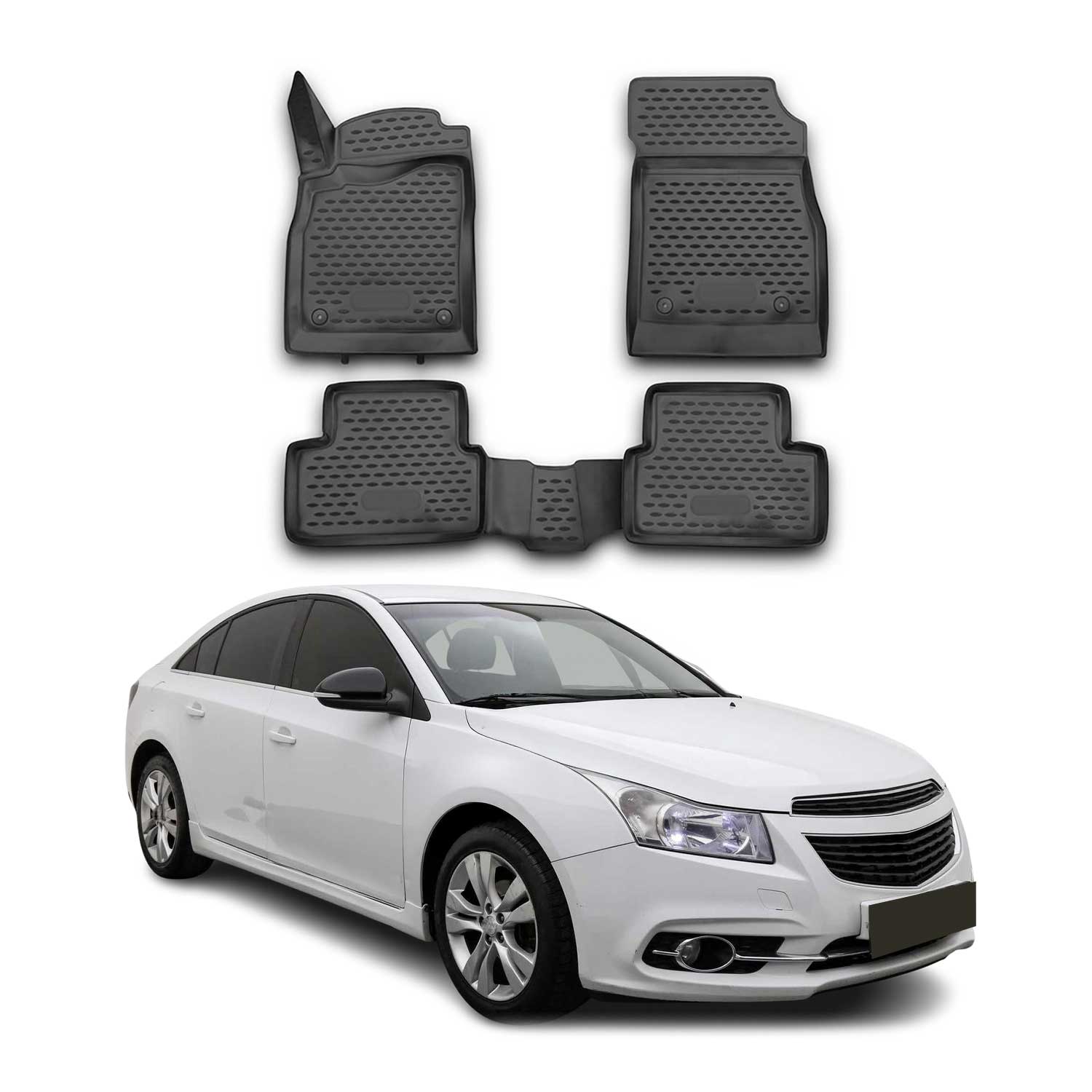 OMAC USA 2011-2015 Chevrolet Cruze Floor Mats Liners Full Set All Weather Black, classic floor mats