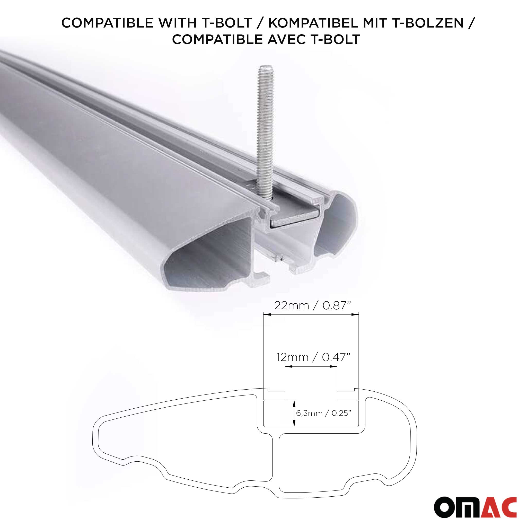 OMAC USA 2013-2016 Buick Encore Roof Rack Cross Bars Silver, flush-mounted roof rails, angled view