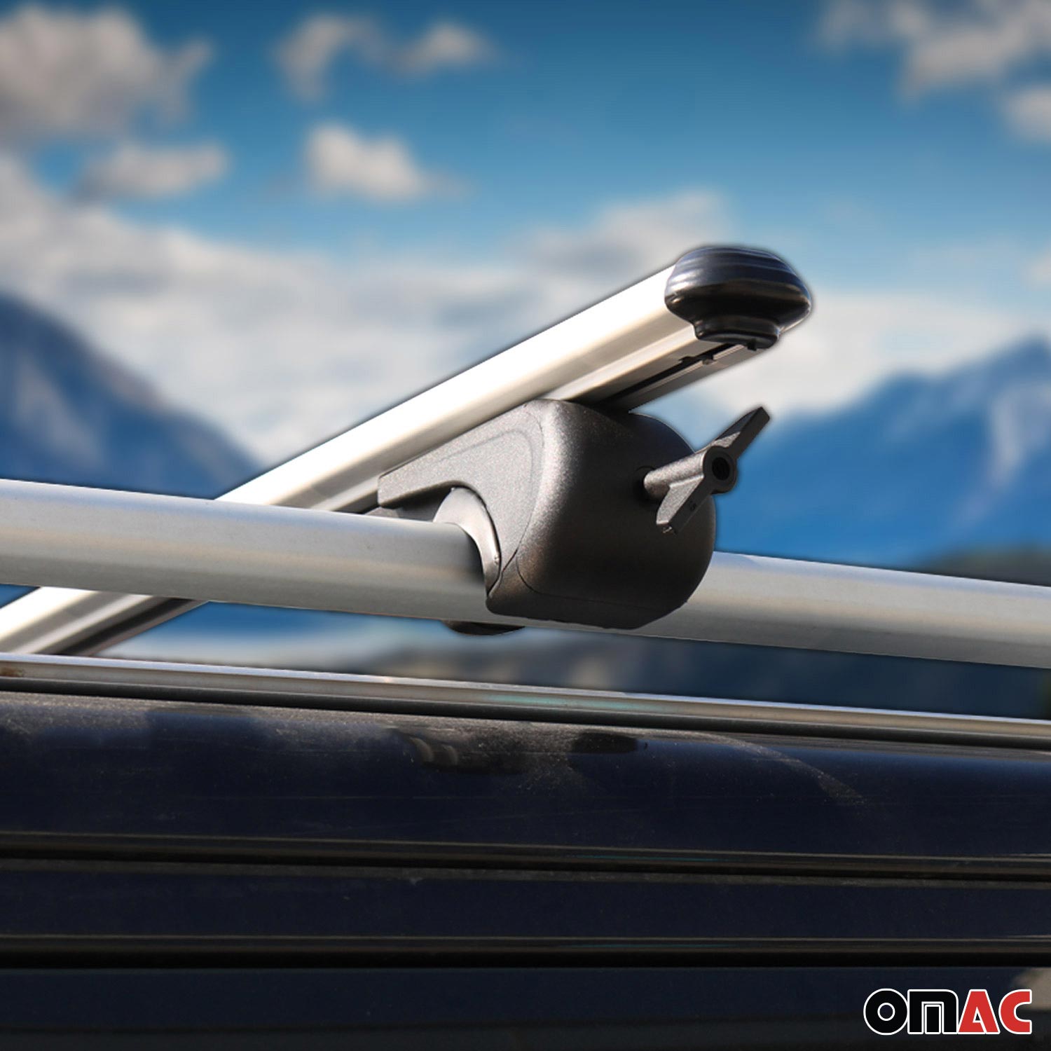 OMAC USA 2000-2014 GMC Yukon XL 1500 Roof Rack Cross Bars Silver, raised roof rails, top view