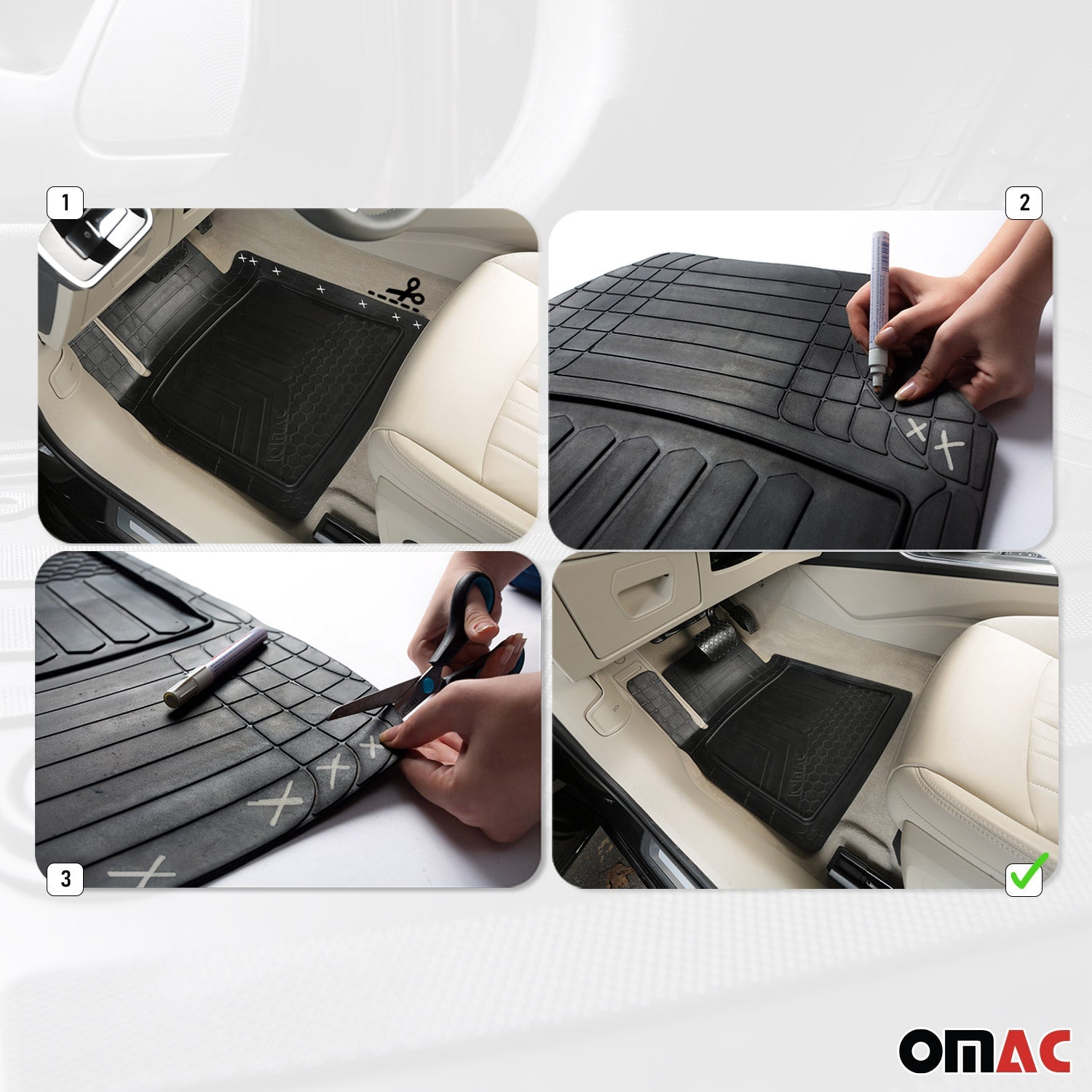 OMAC USA 2016-2022 Chevrolet Spark Chevrolet Spark Universal Floor Mats Liner All Weather 3D Black Waterproof 5, side view