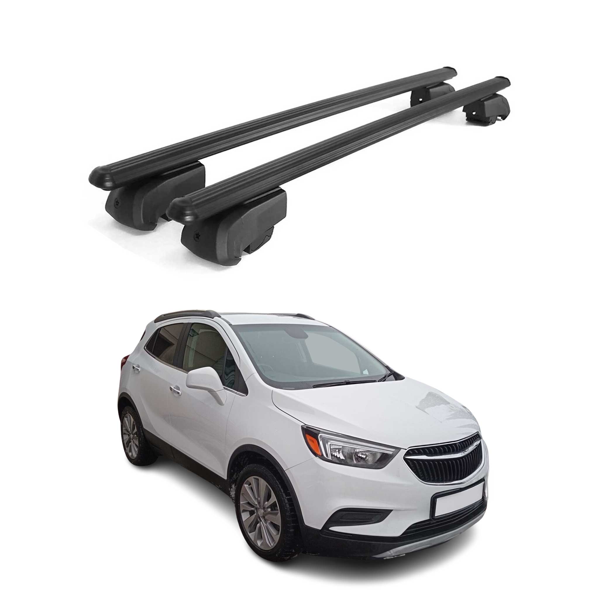 OMAC USA 2013-2022 Buick Encore Roof Rack Cross Bars Black, flush-mounted roof rails