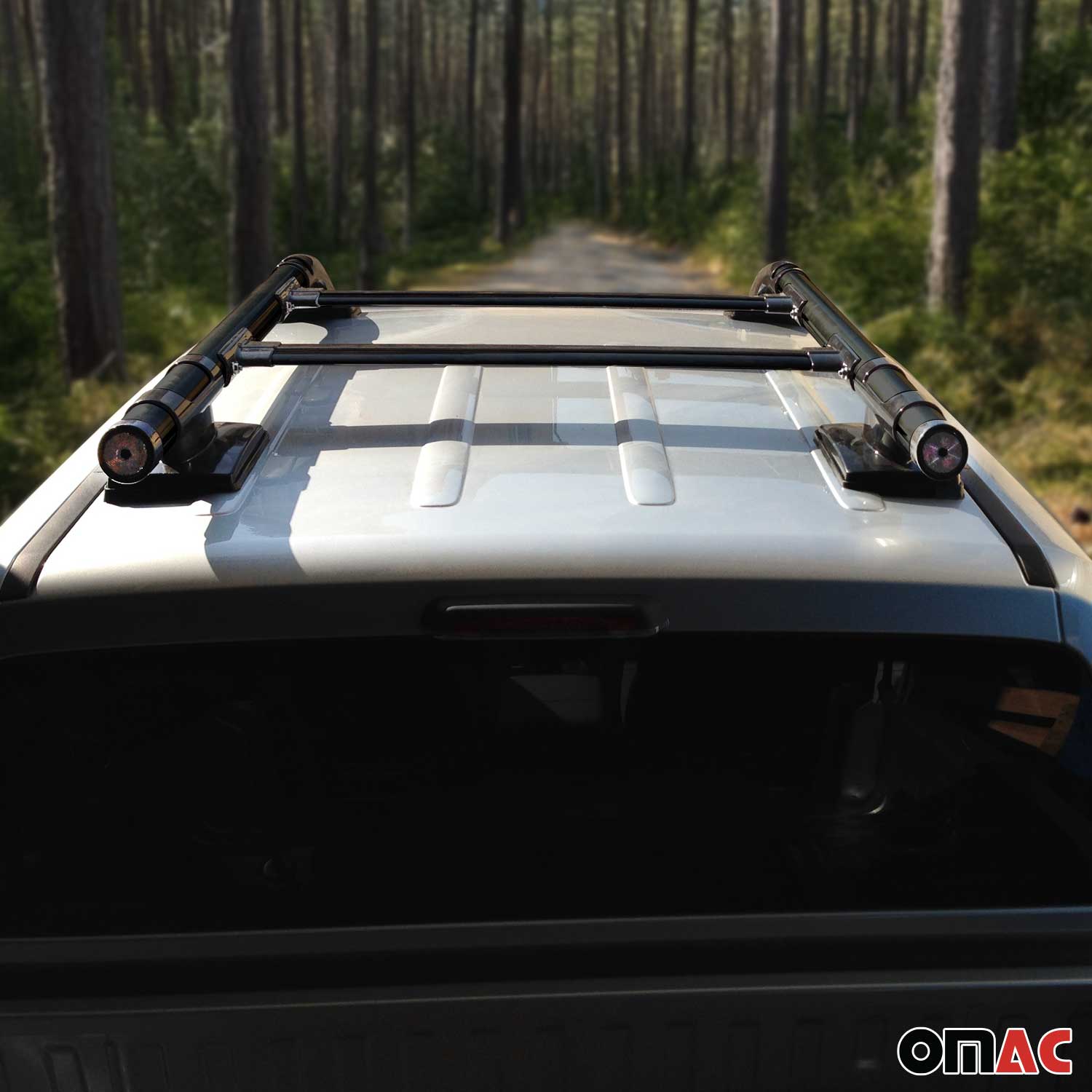 OMAC USA 2015-2022 GMC Canyon II Top Roof Rack & Side Rails Black Alu 4Pcs, reverse view