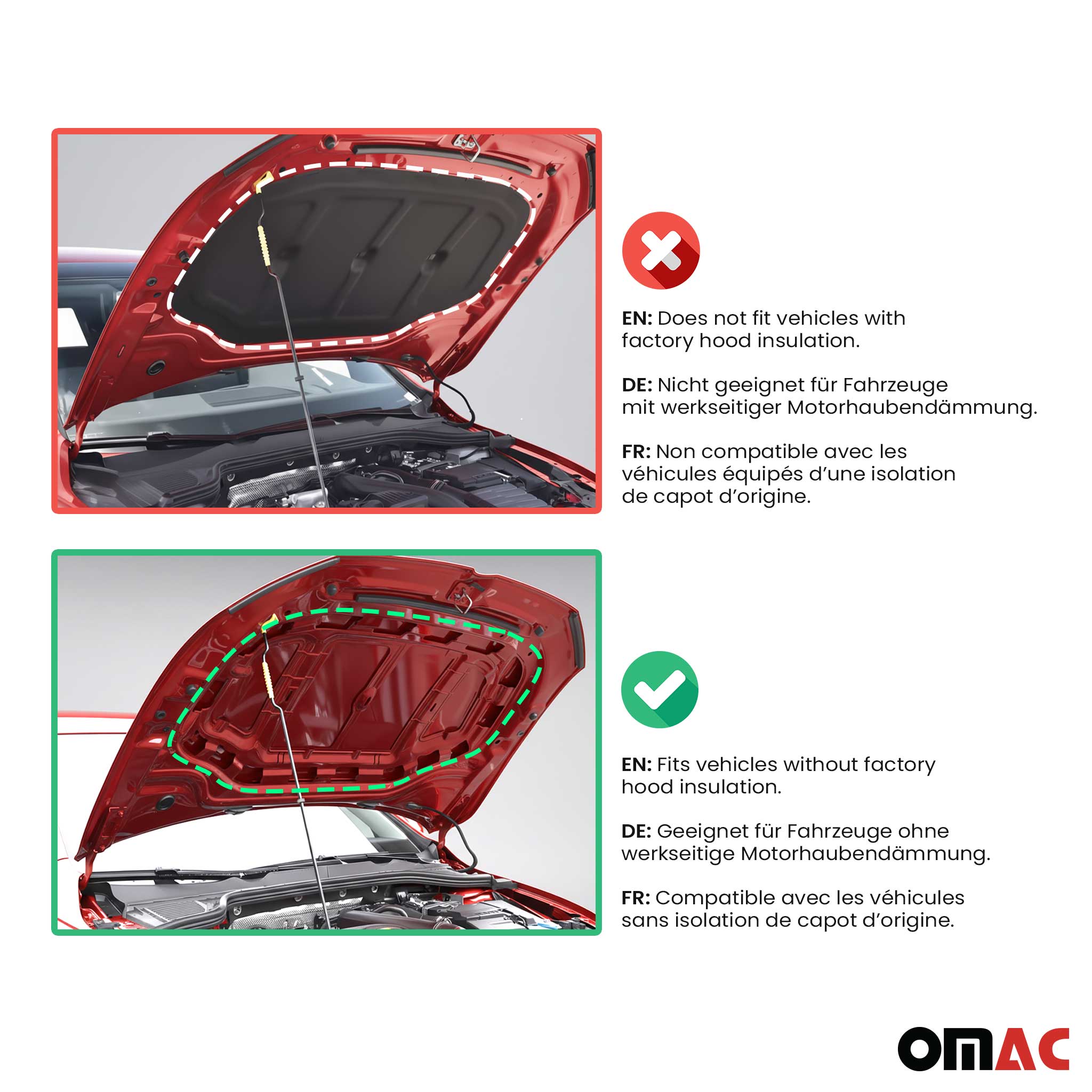 OMAC USA 2015-2020 Chevrolet Tahoe Car Bonnet Mask Hood Bra Black 1 Pc, close-up detail