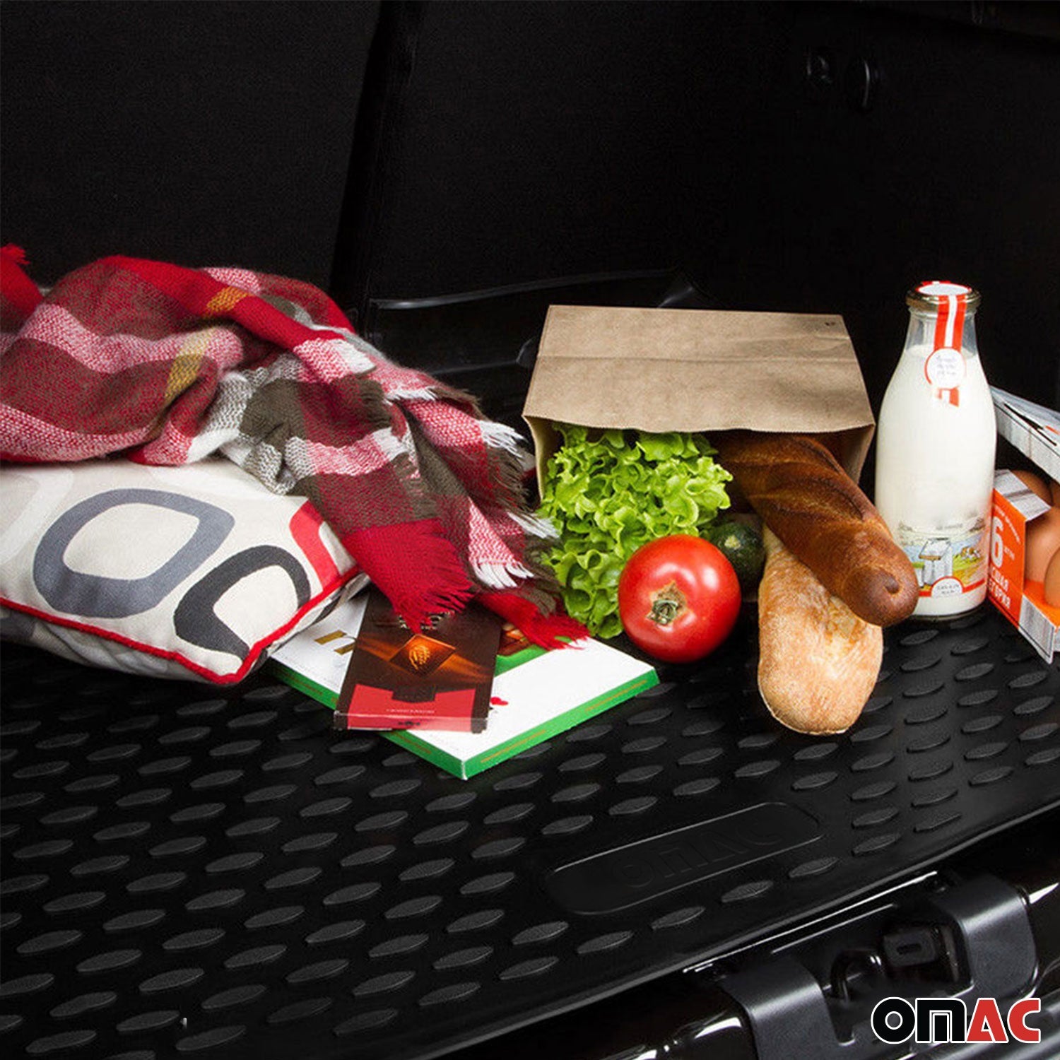 OMAC USA 2015-2020 Chevrolet Tahoe Cargo Liner Trunk Mat All Weather Behind 3rd Row, classic cargo liners, close-up detail