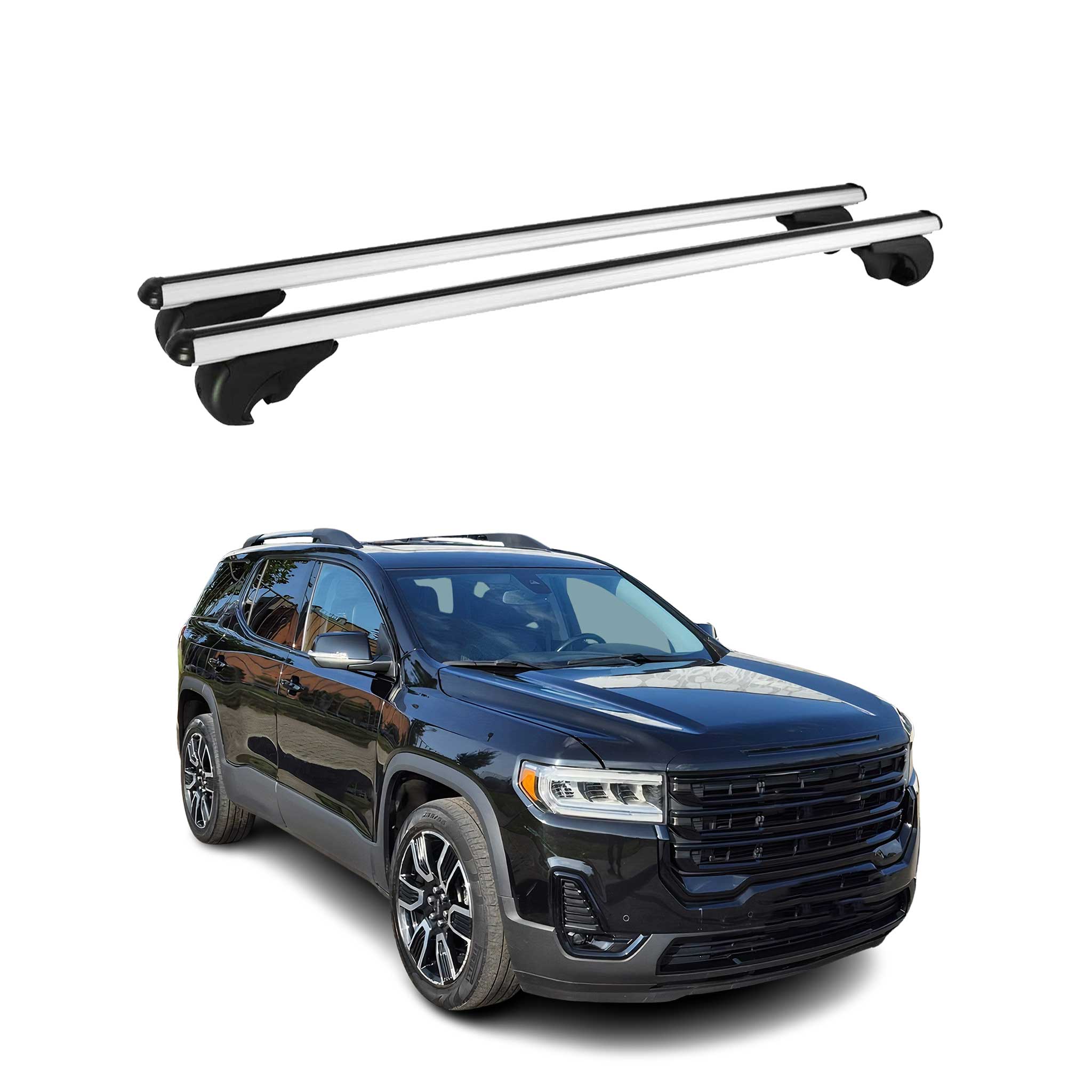 OMAC USA 2017-2023 GMC Acadia Roof Rack Cross Bars Silver, raised roof rails