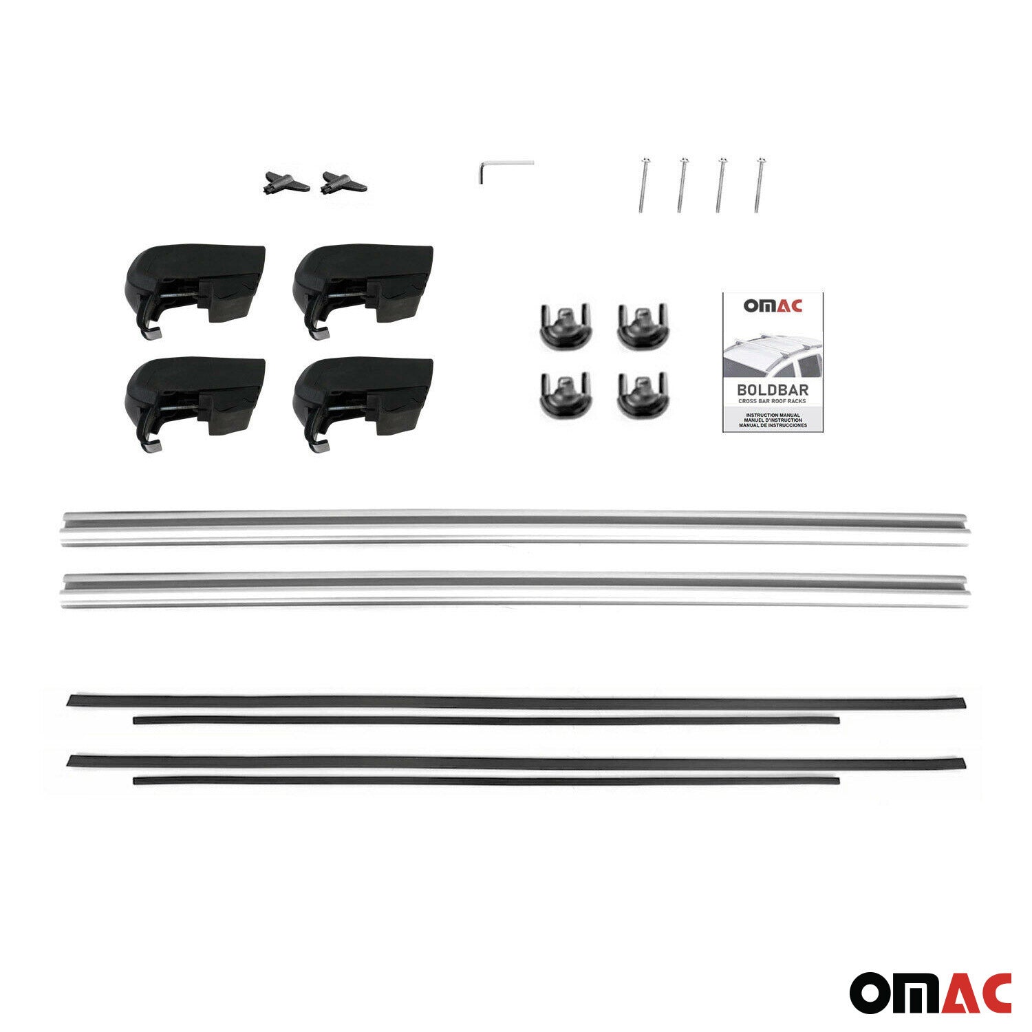 OMAC USA 2021-2026 GMC Yukon Roof Rack Cross Bars Silver, flush-mounted roof rails, further detail