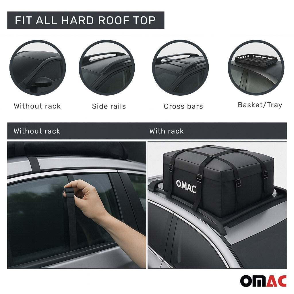 OMAC USA Roof Cargo Bag 17.6 Cubic Feet Black, close-up detail