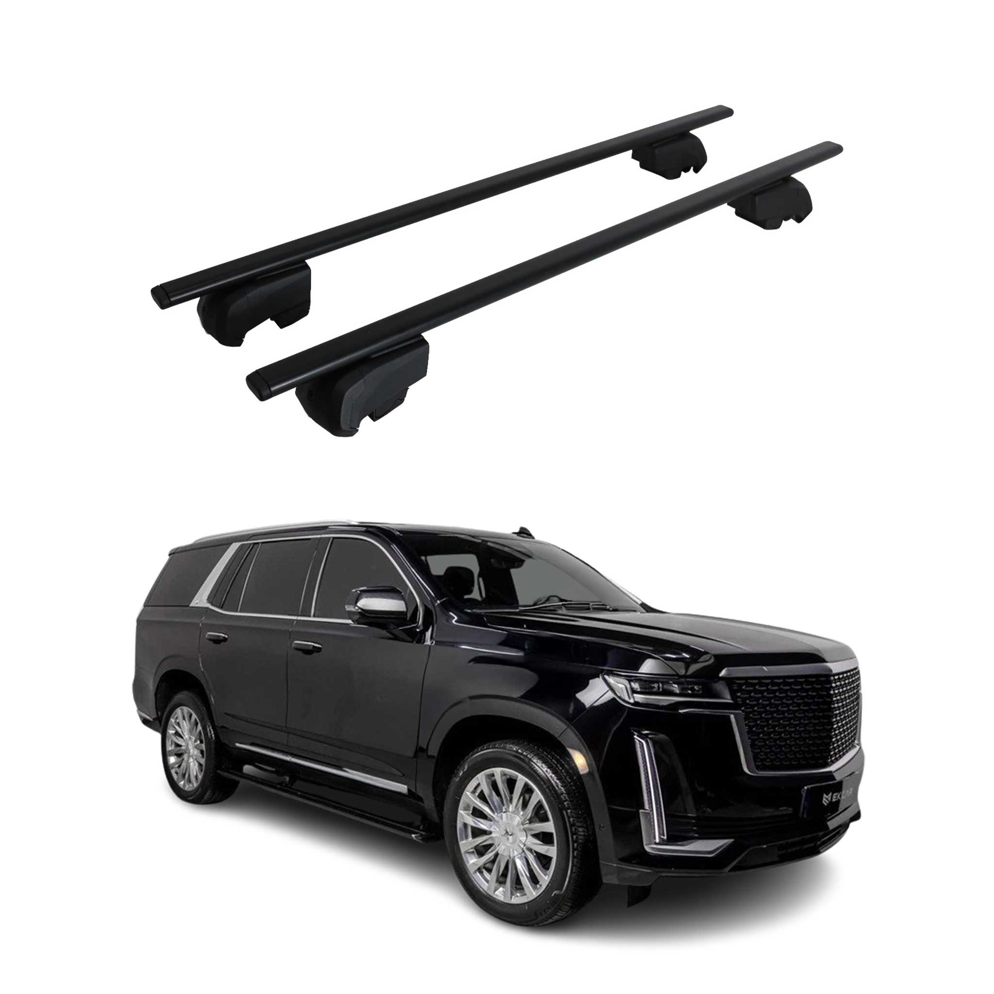OMAC USA 2021-2026 Cadillac Escalade Roof Rack Cross Bars Black, flush-mounted roof rails