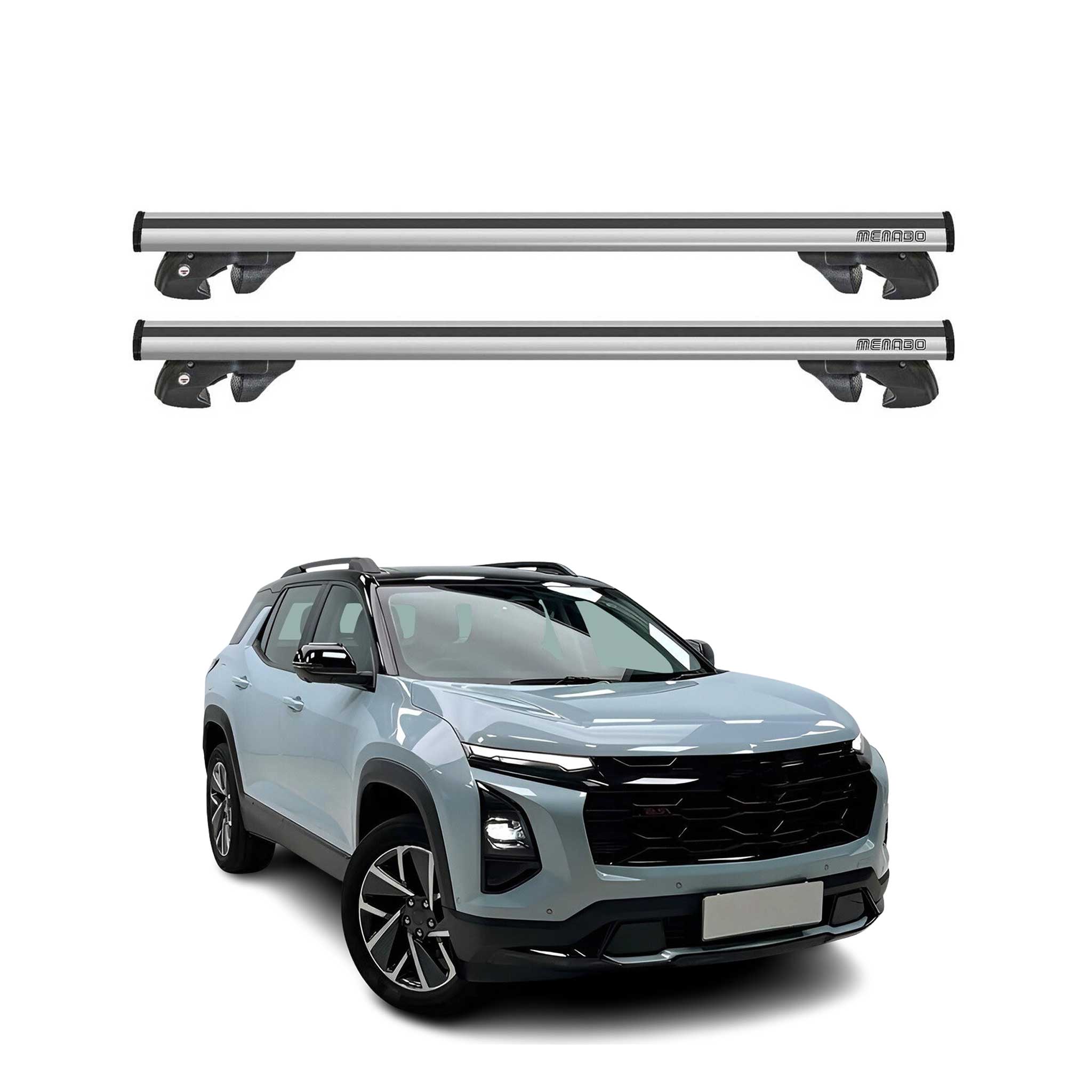 OMAC USA 2025-2026 Chevrolet Equinox Roof Rack Cross Bars Luggage Carrier Gray 2Pcs, raised roof rails