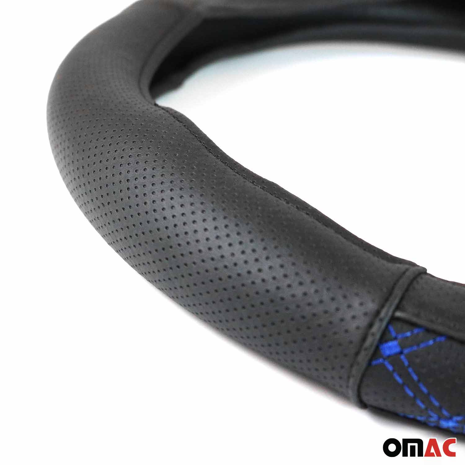 OMAC USA 14.5-15.5’’ Steering Wheel Cover Blue Stitch Leather Anti-slip Breathable, fitment detail