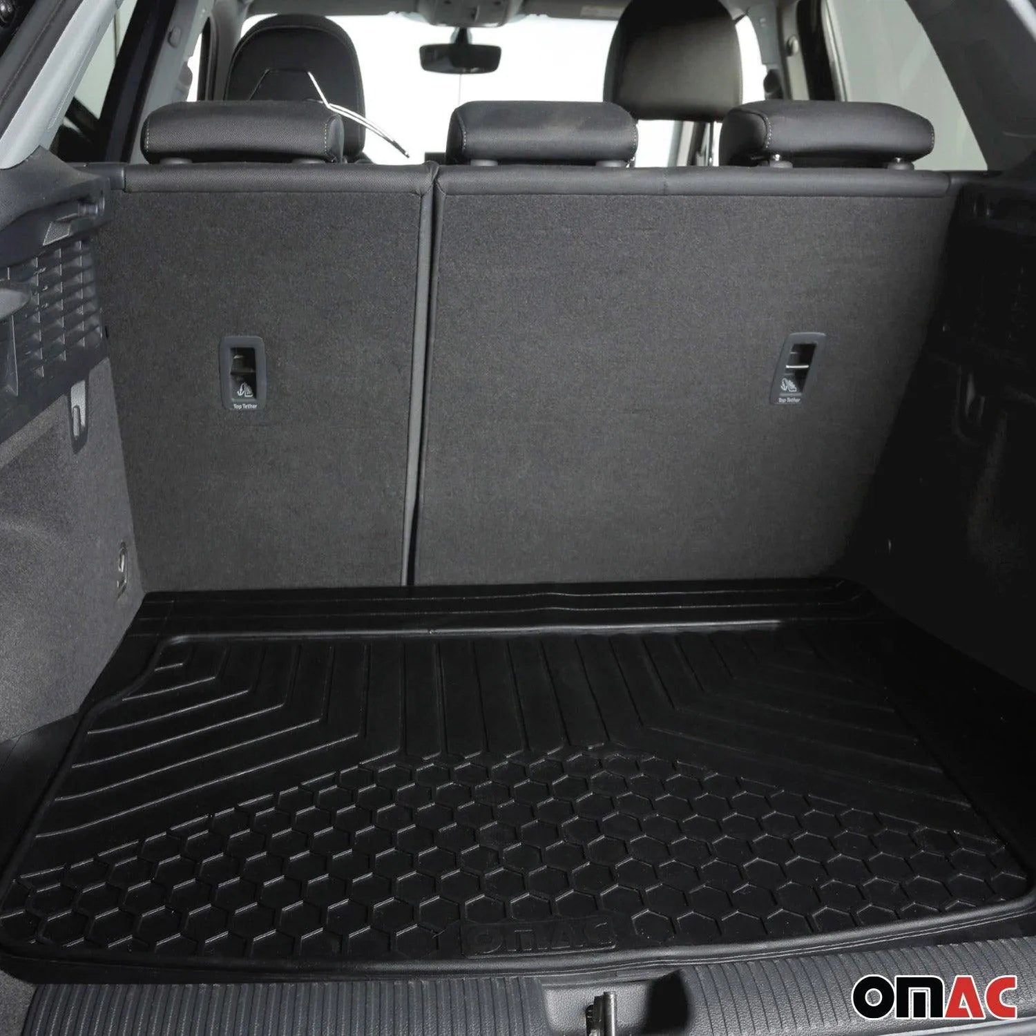 OMAC USA 2020-2024 Cadillac CT4 Universal Cargo Mats Liner All Weather Black Rubber, basic cargo liners, alternate view