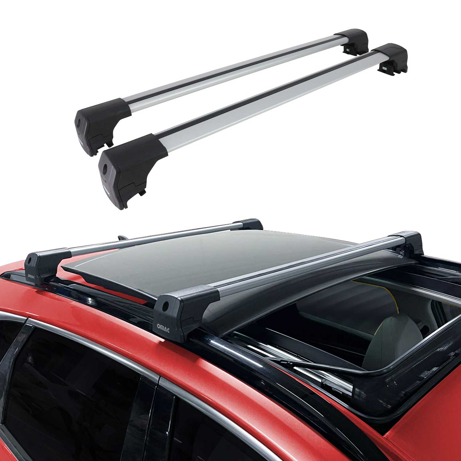 OMAC USA 2024-2026 Chevrolet Blazer EV Roof Rack Cross Bars Luggage Carrier Alu Gray 2x, alternate view