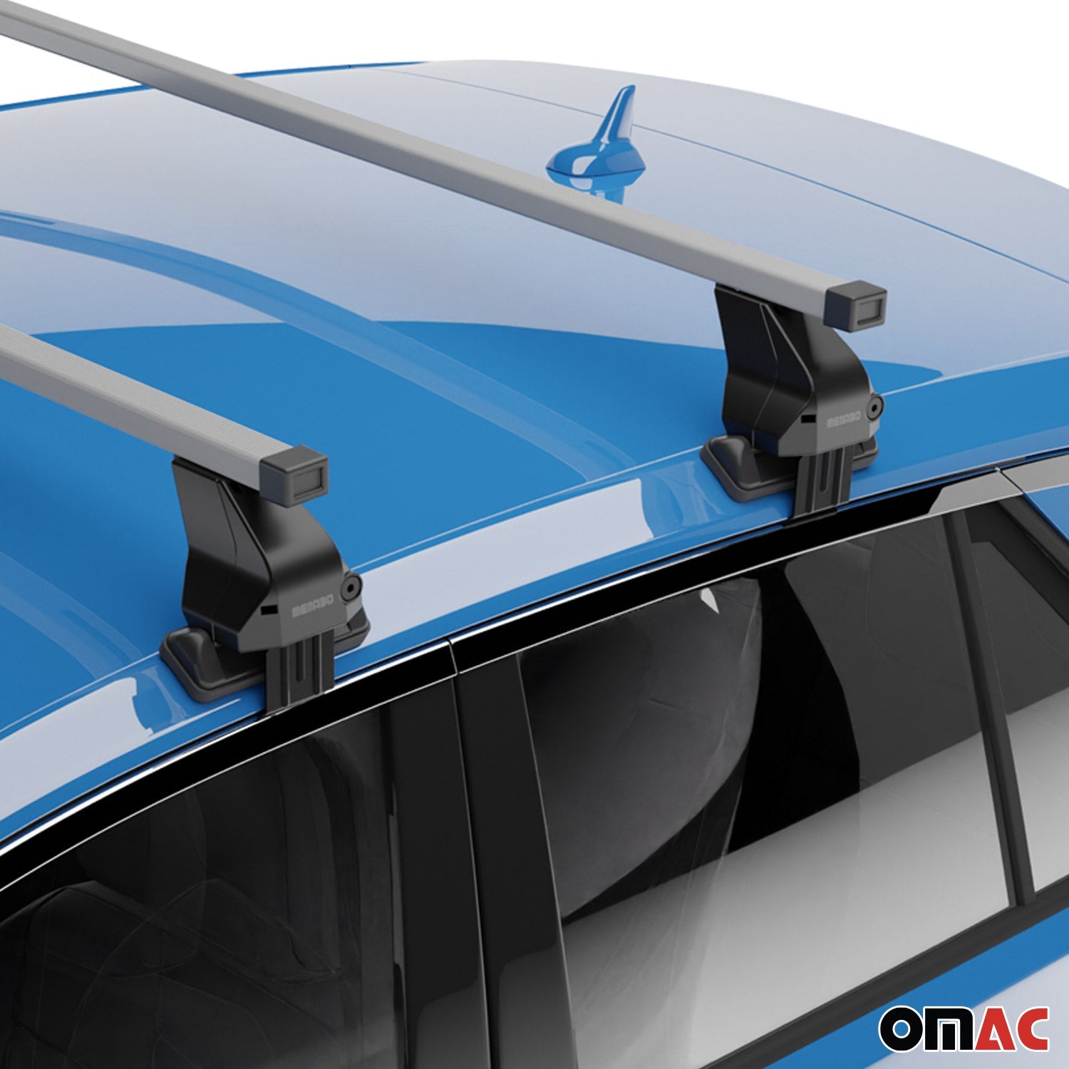 OMAC USA 2016-2022 Chevrolet Spark Roof Rack Cross Bars Silver, smooth/naked roof racks, additional view
