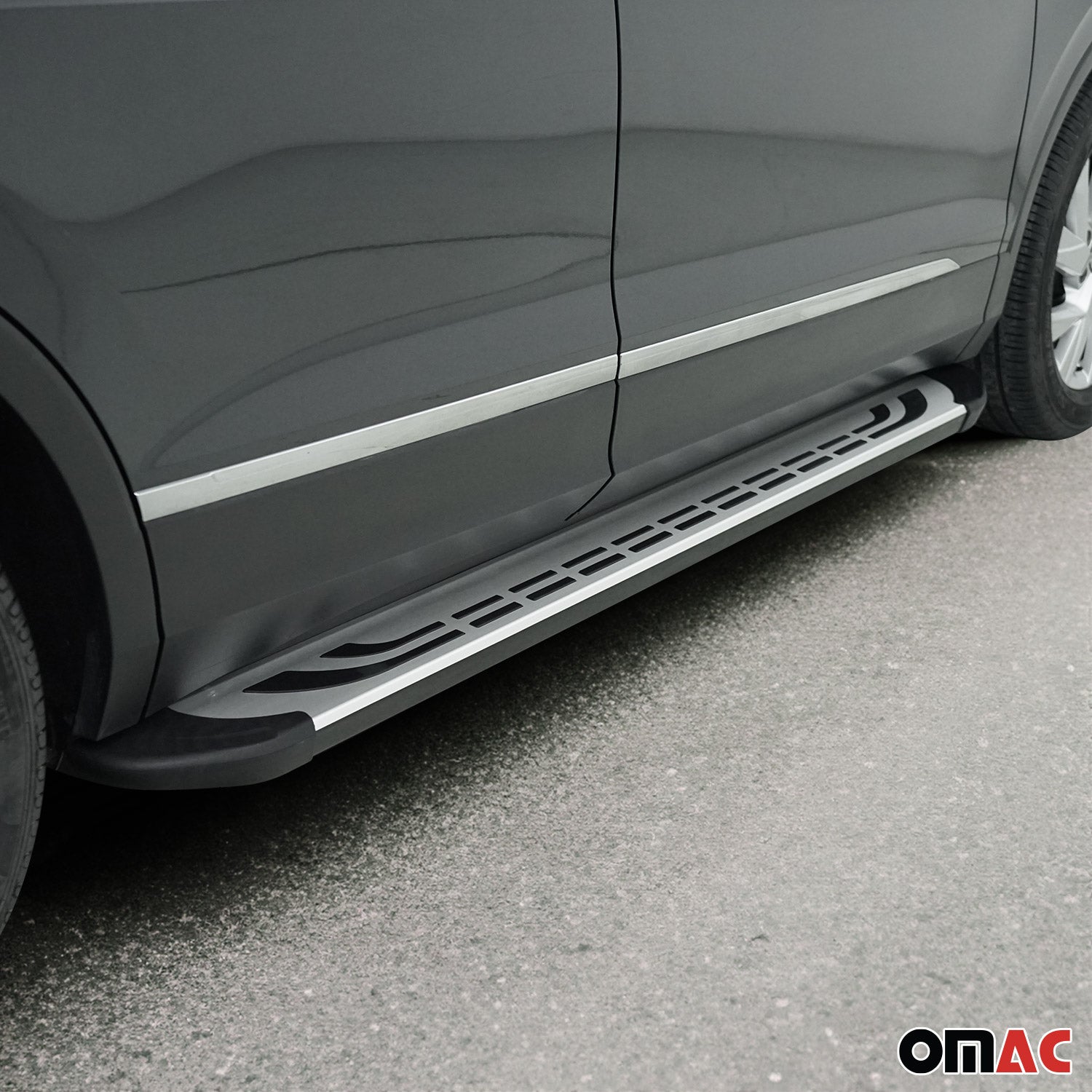 OMAC USA 2015-2024 Chevrolet Colorado / GMC Canyon Nerf Bar Side Step Running Boards Alu, close-up detail