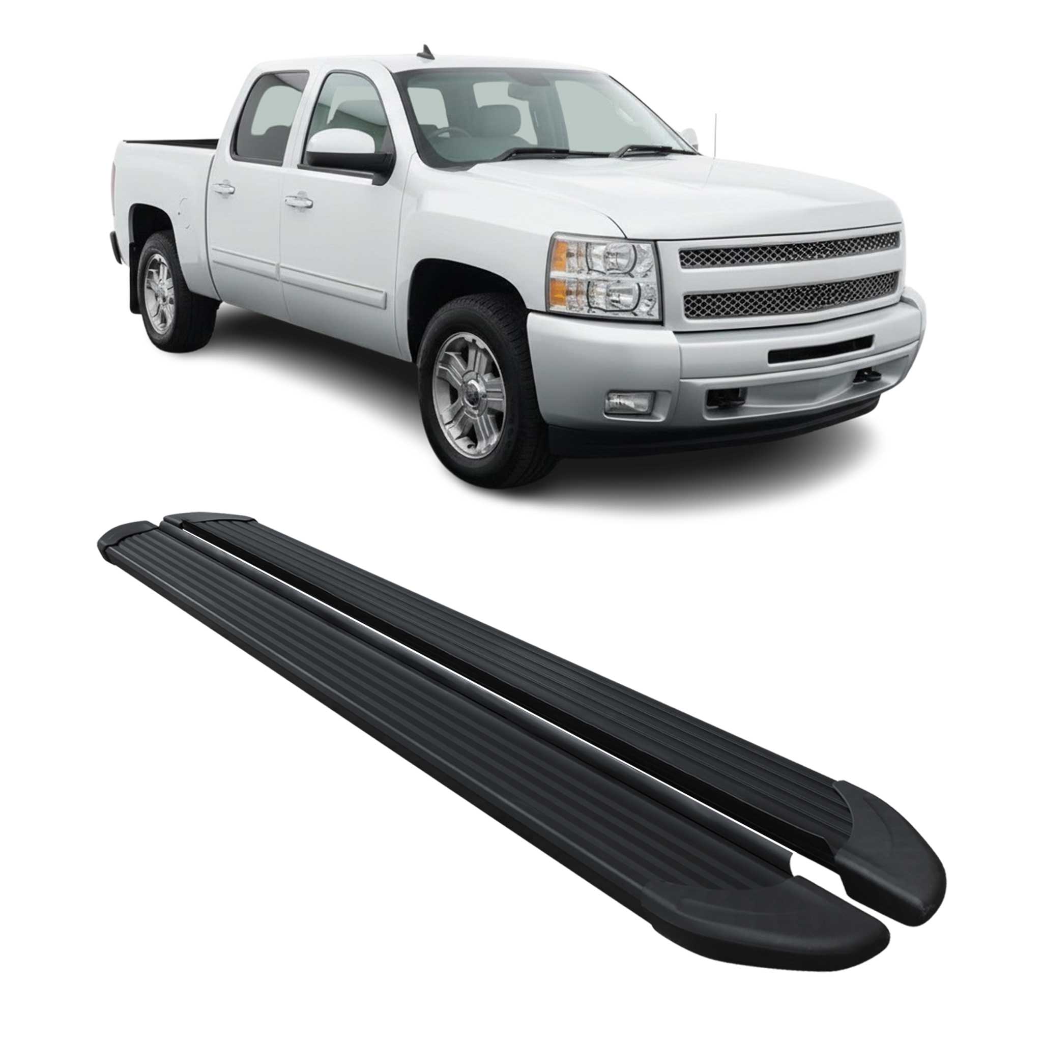 OMAC USA 2007-2019 Chevy Silverado / GMC Sierra 1500 2500HD 3500HD CrewCab Running Boards Side Step Nerf Bars Alu Black